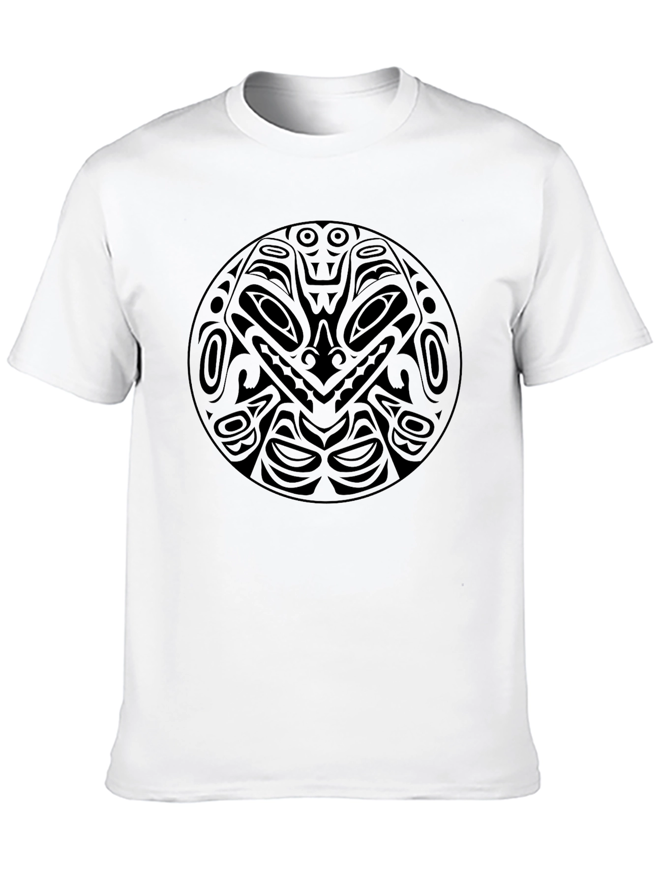 Black T-Shirt with Tribal Circle Graphic Design