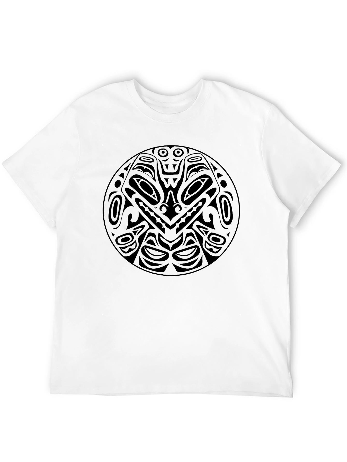 Black T-Shirt with Tribal Circle Graphic Design