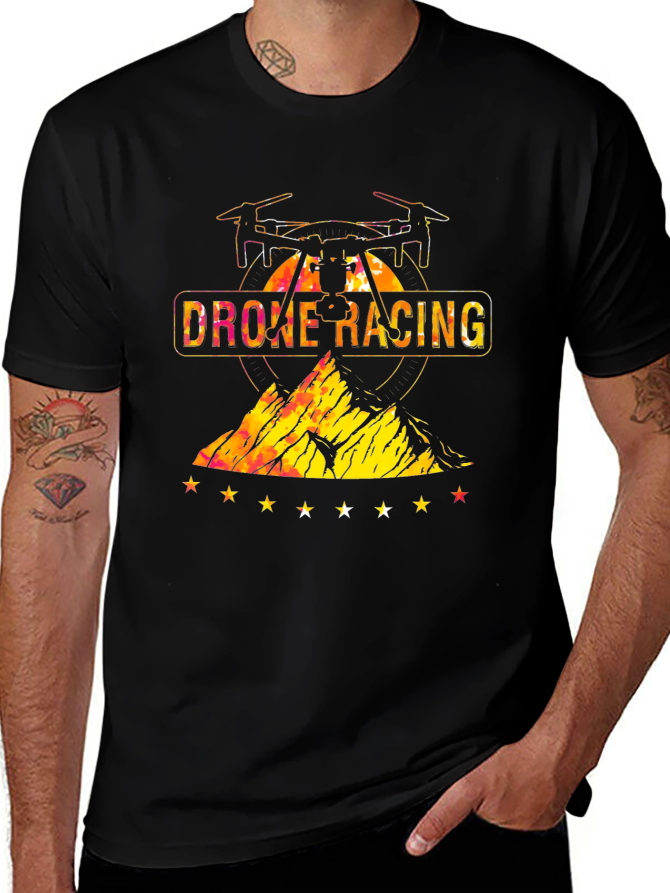 Drone Racing Graphic T-Shirt - Mens Black Tee