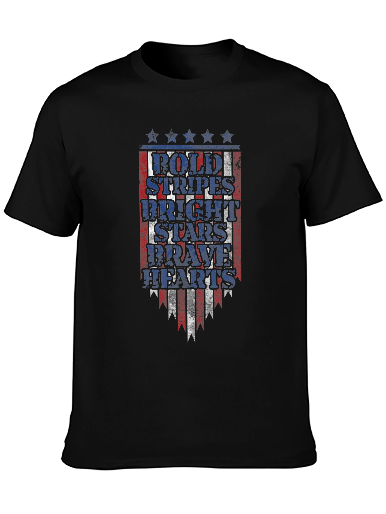 Patriotic Graphic Tee - Bold Stripes Bright Stars