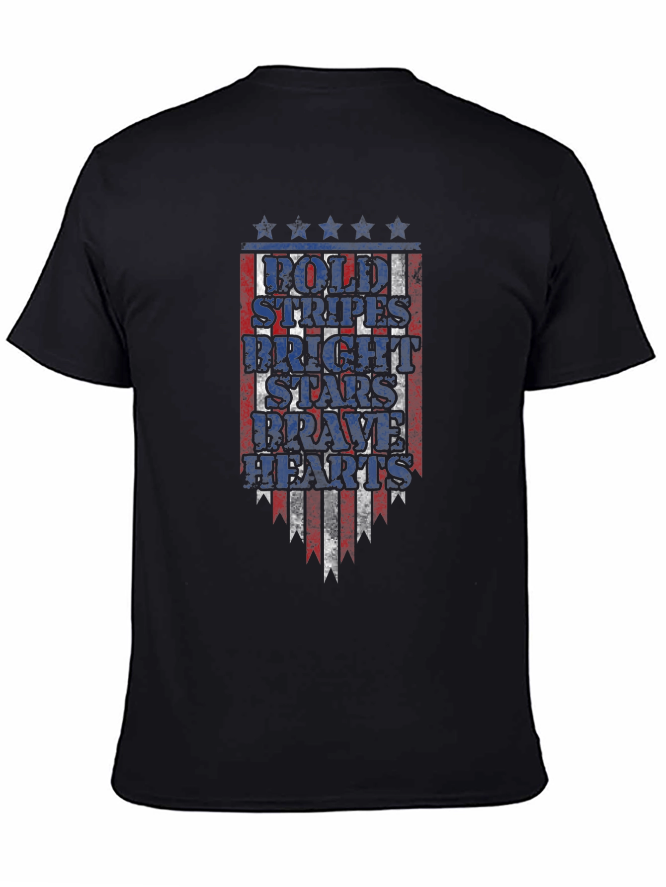 Patriotic Graphic Tee - Bold Stripes Bright Stars