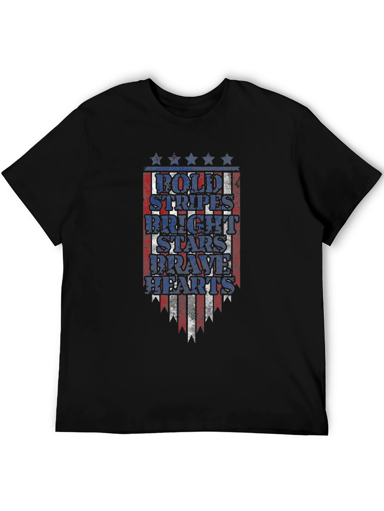 Patriotic Graphic Tee - Bold Stripes Bright Stars