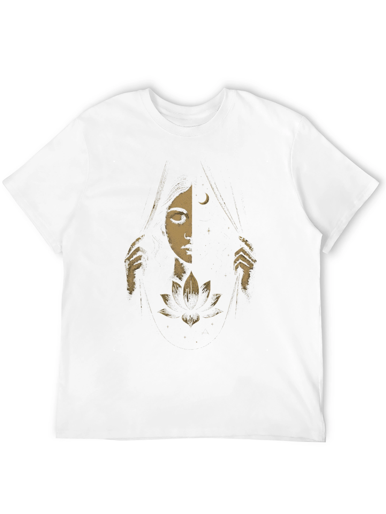Celestial Lotus Graphic Tee - Black Cotton T-Shirt