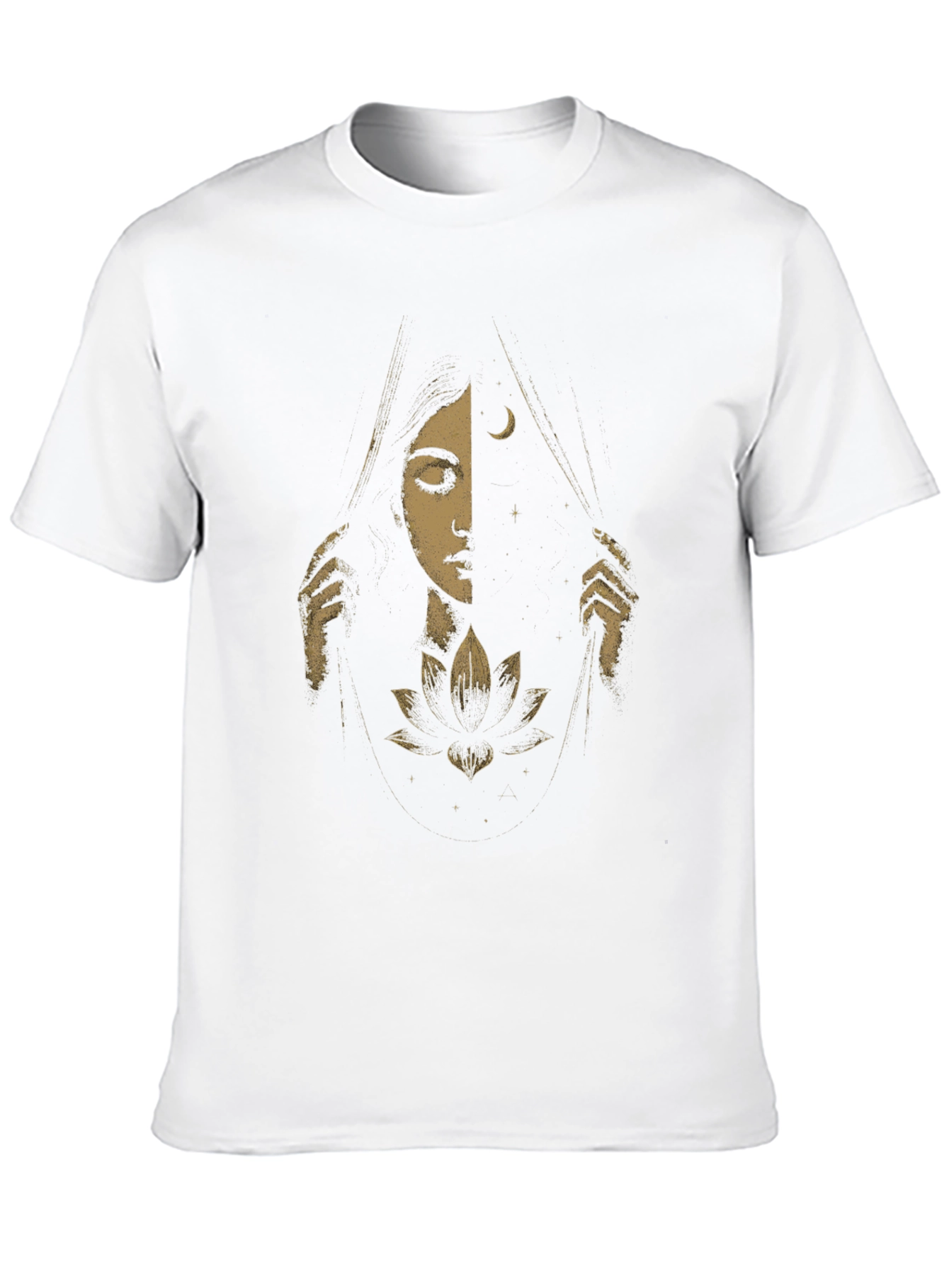 Celestial Lotus Graphic Tee - Black Cotton T-Shirt