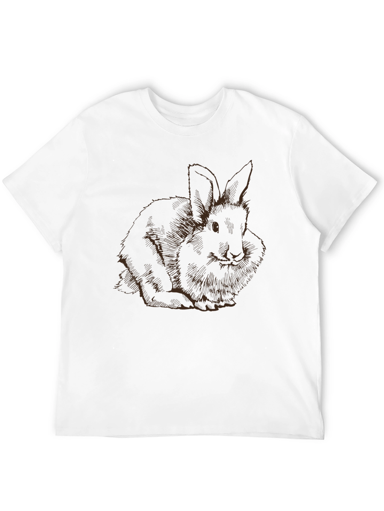 Mens Black T-Shirt with Rabbit Graphic