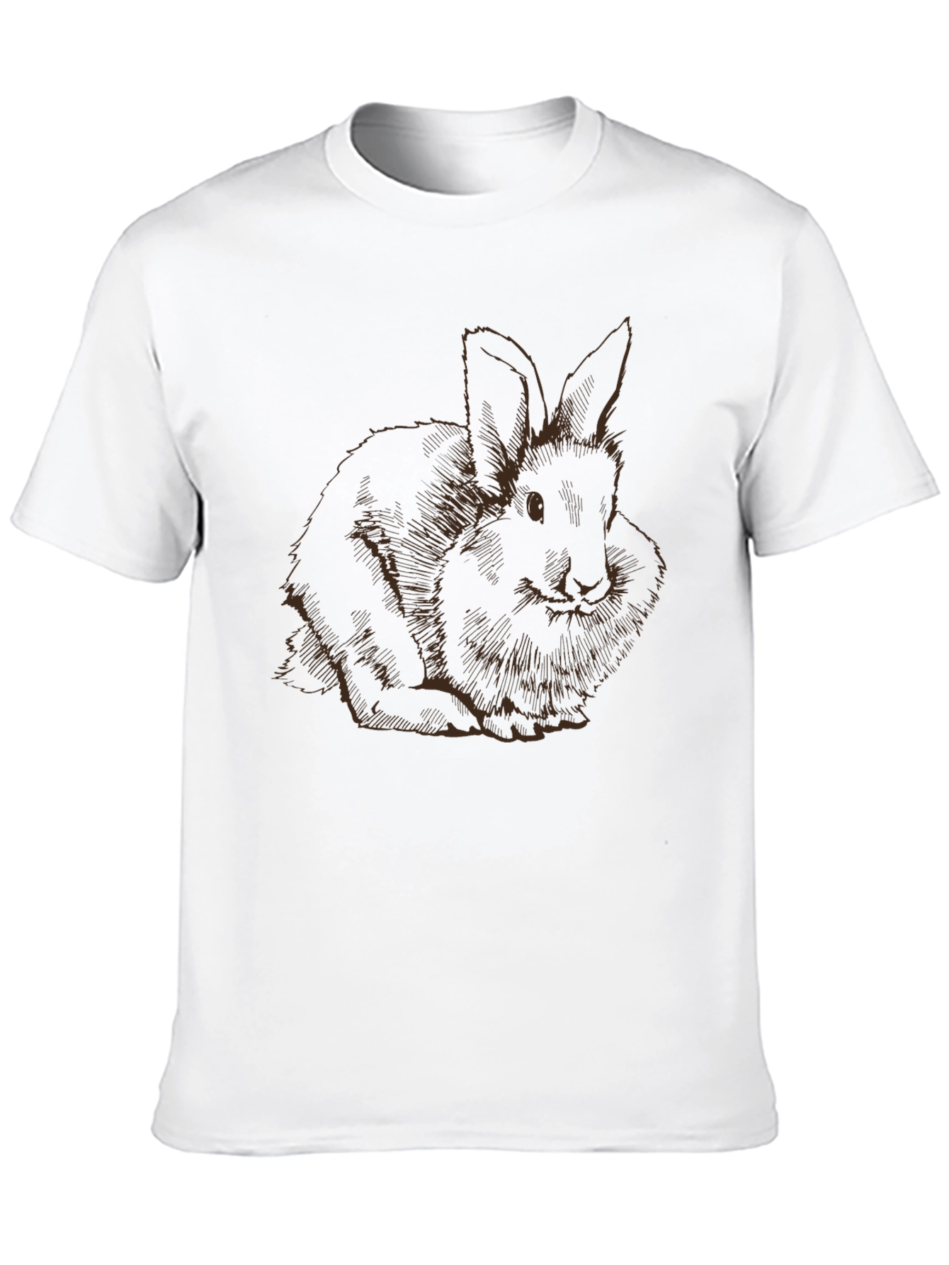 Mens Black T-Shirt with Rabbit Graphic