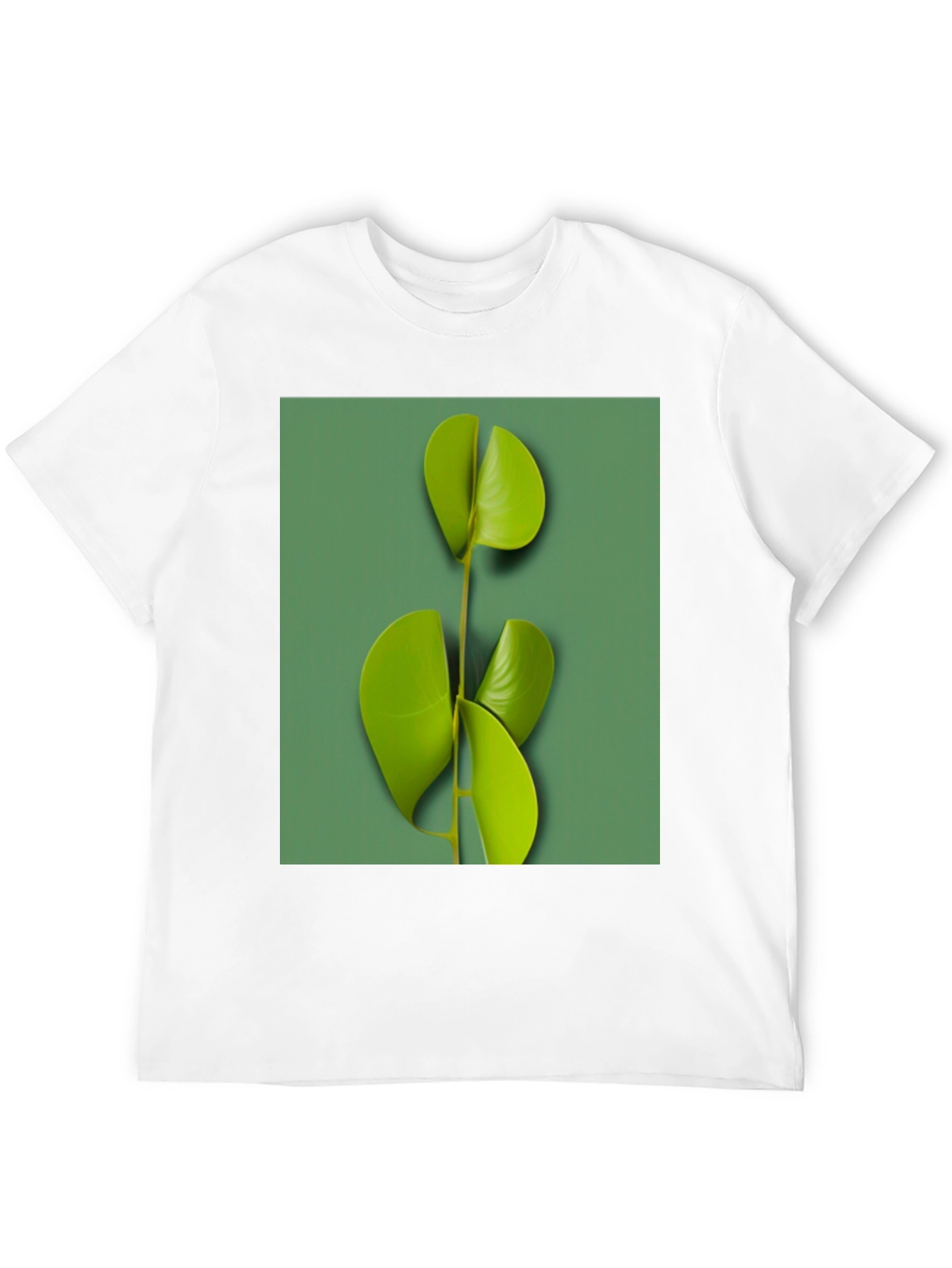 Modern Leaf Print Black T-Shirt