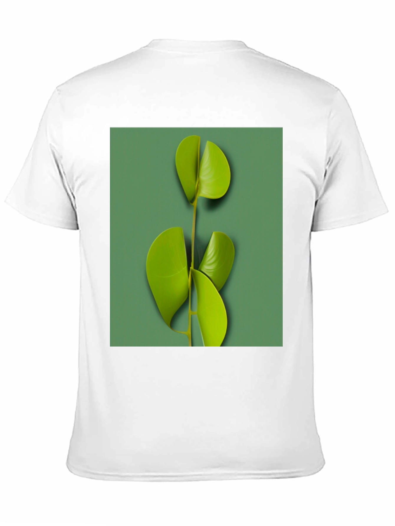 Modern Leaf Print Black T-Shirt