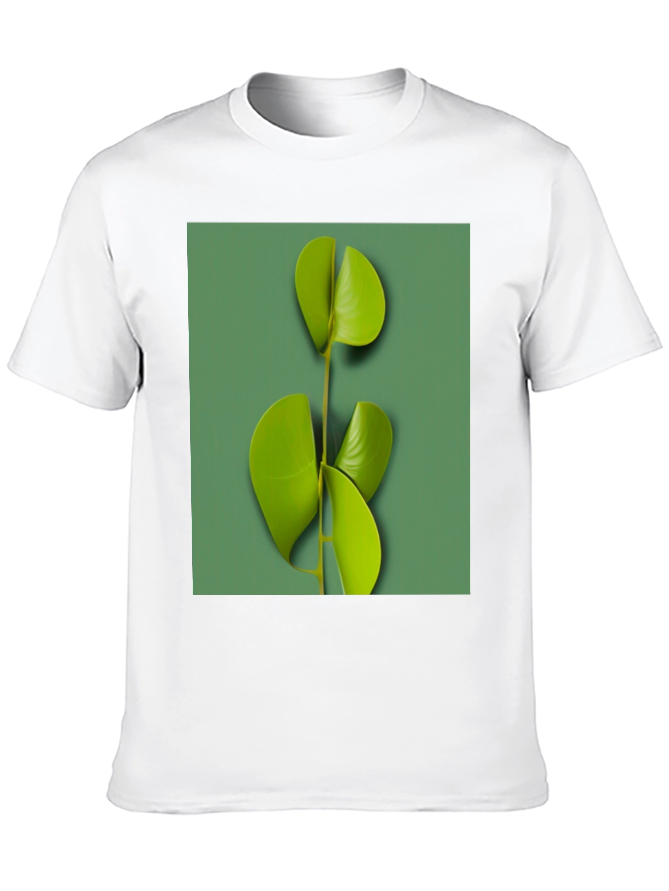 Modern Leaf Print Black T-Shirt