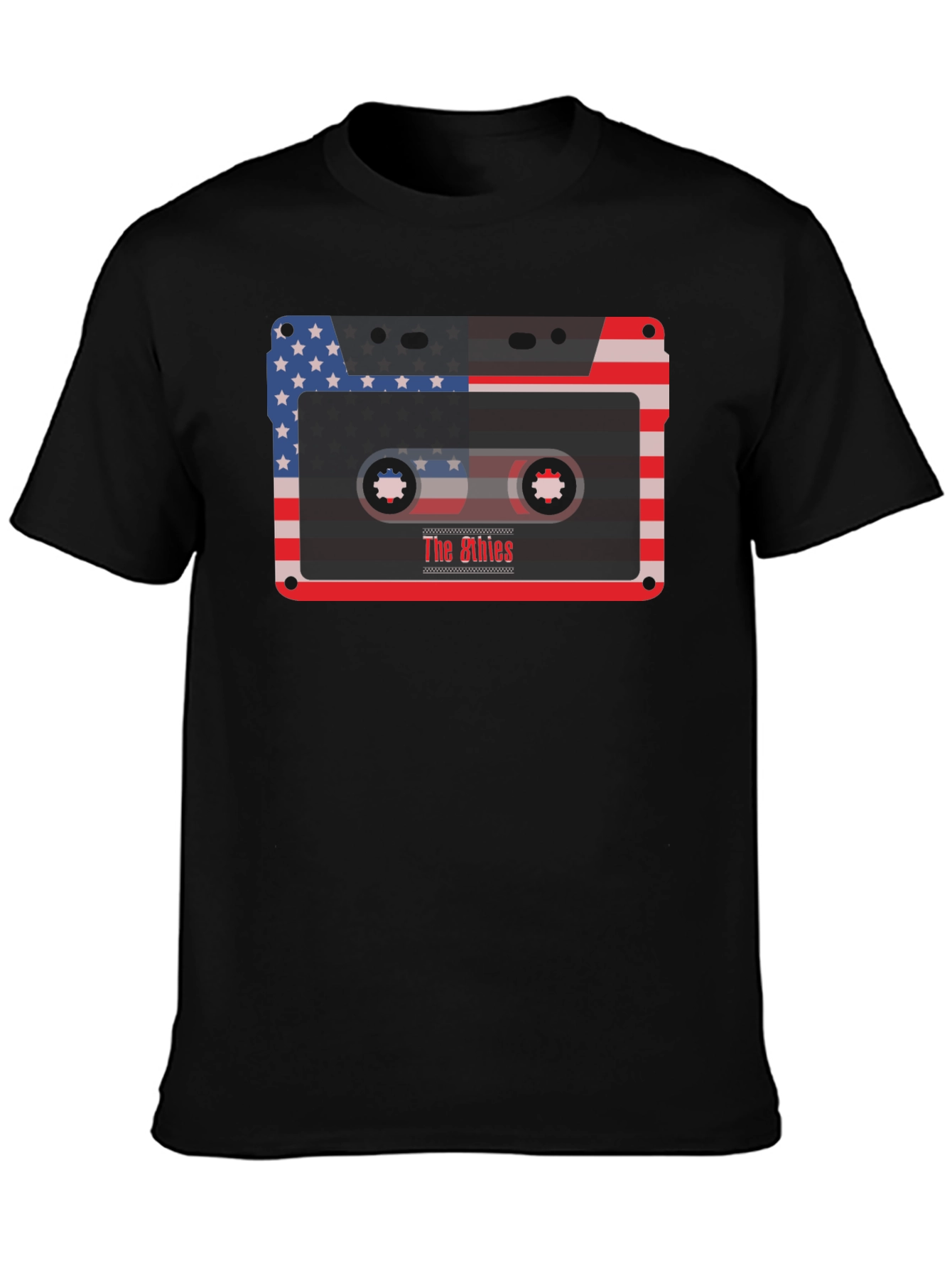 Retro 80s Cassette Tape USA Flag Graphic Tee
