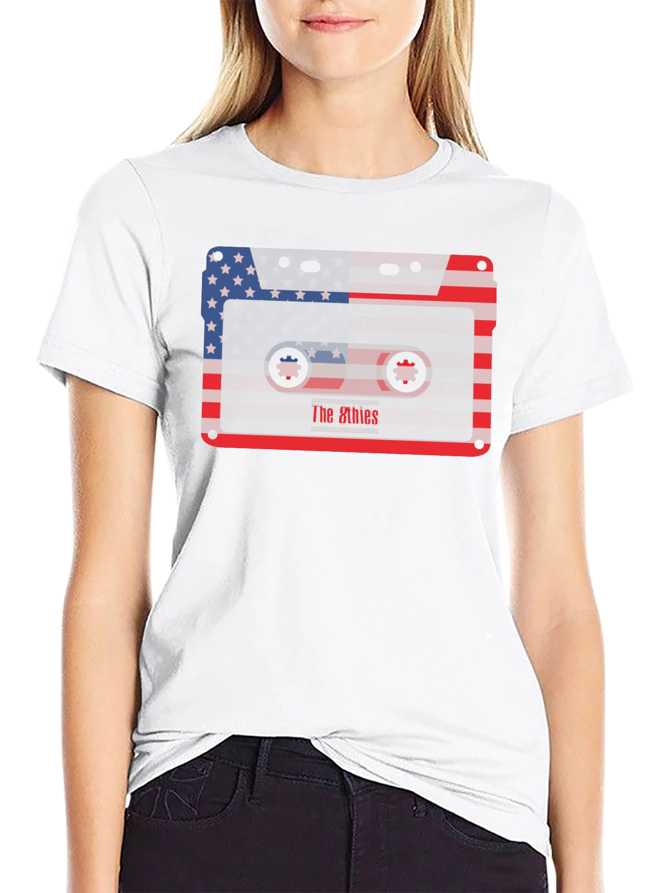 Retro 80s Cassette Tape USA Flag Graphic Tee