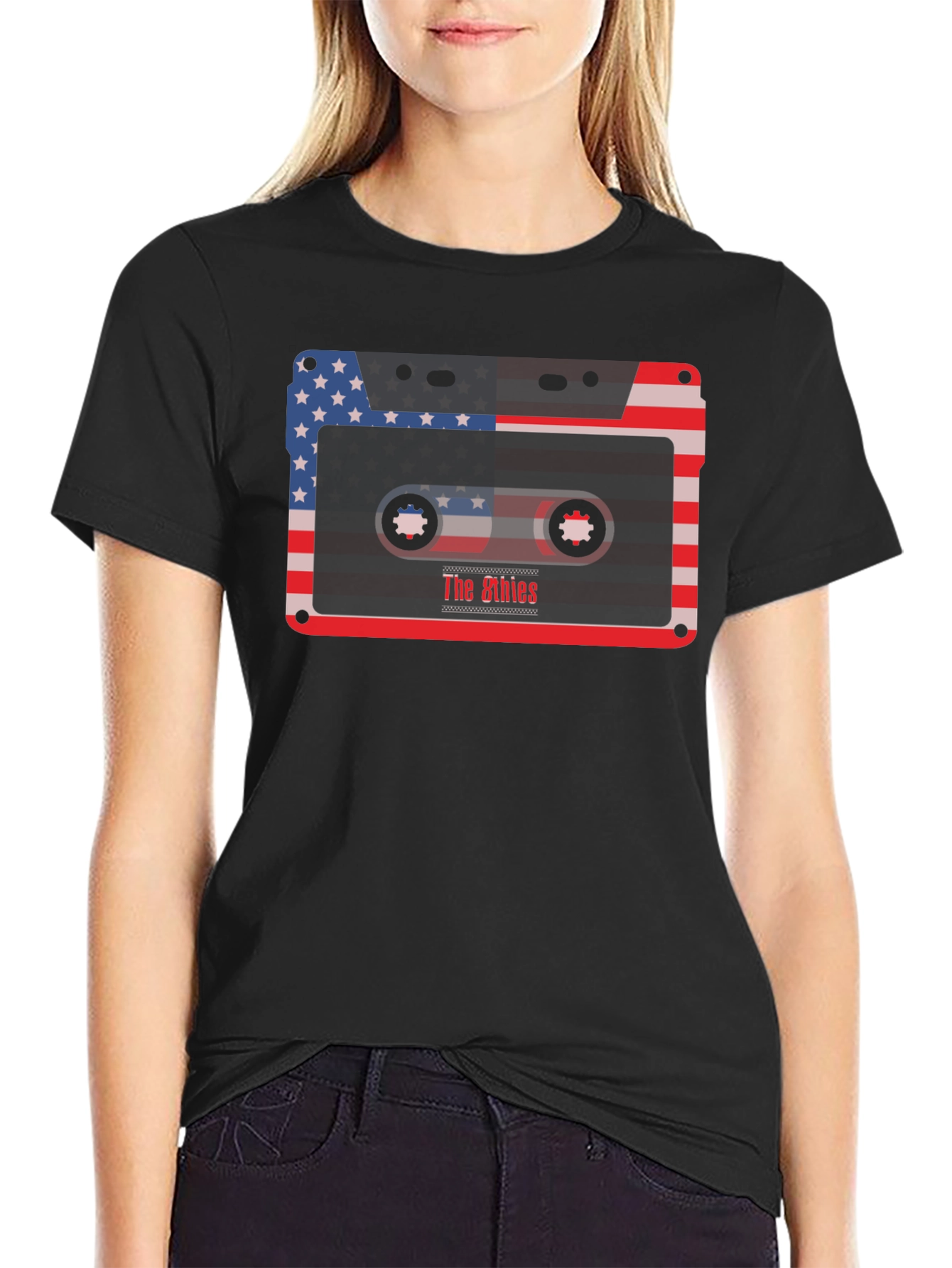 Retro 80s Cassette Tape USA Flag Graphic Tee