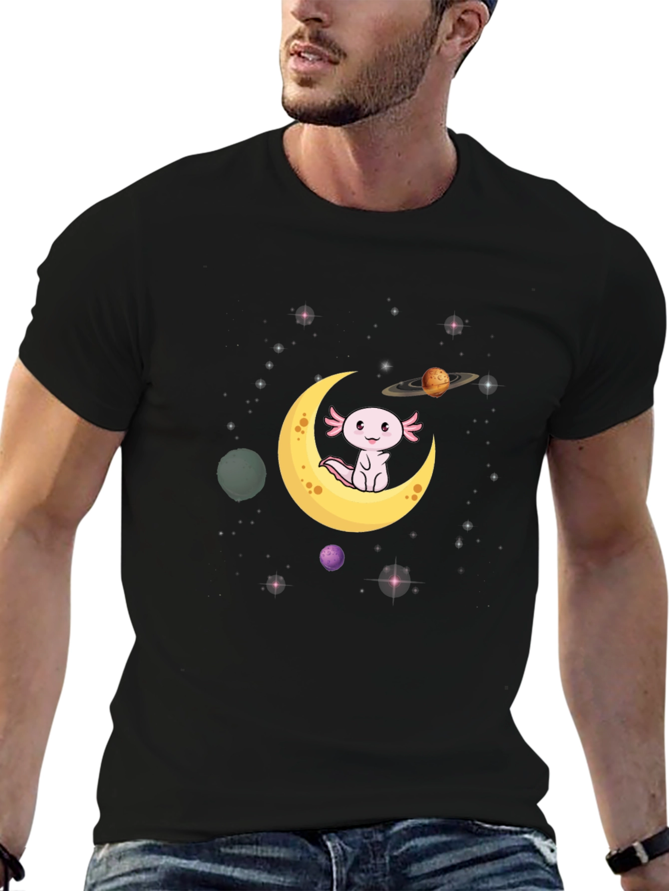Axolotl Moon T-Shirt - Space Cute