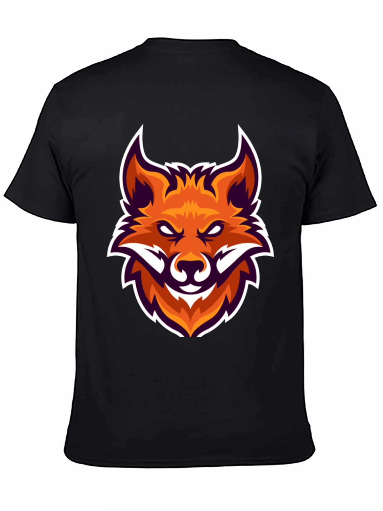 Black T-Shirt with Fox Head Graphic