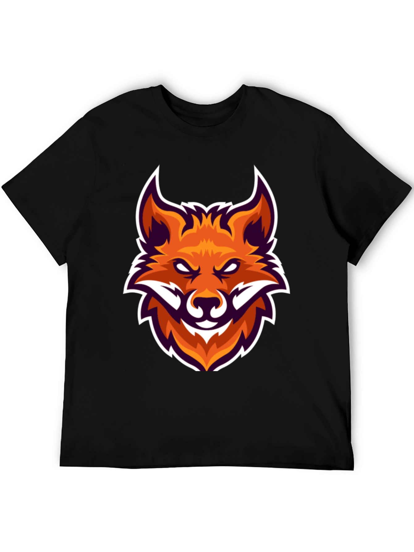 Black T-Shirt with Fox Head Graphic