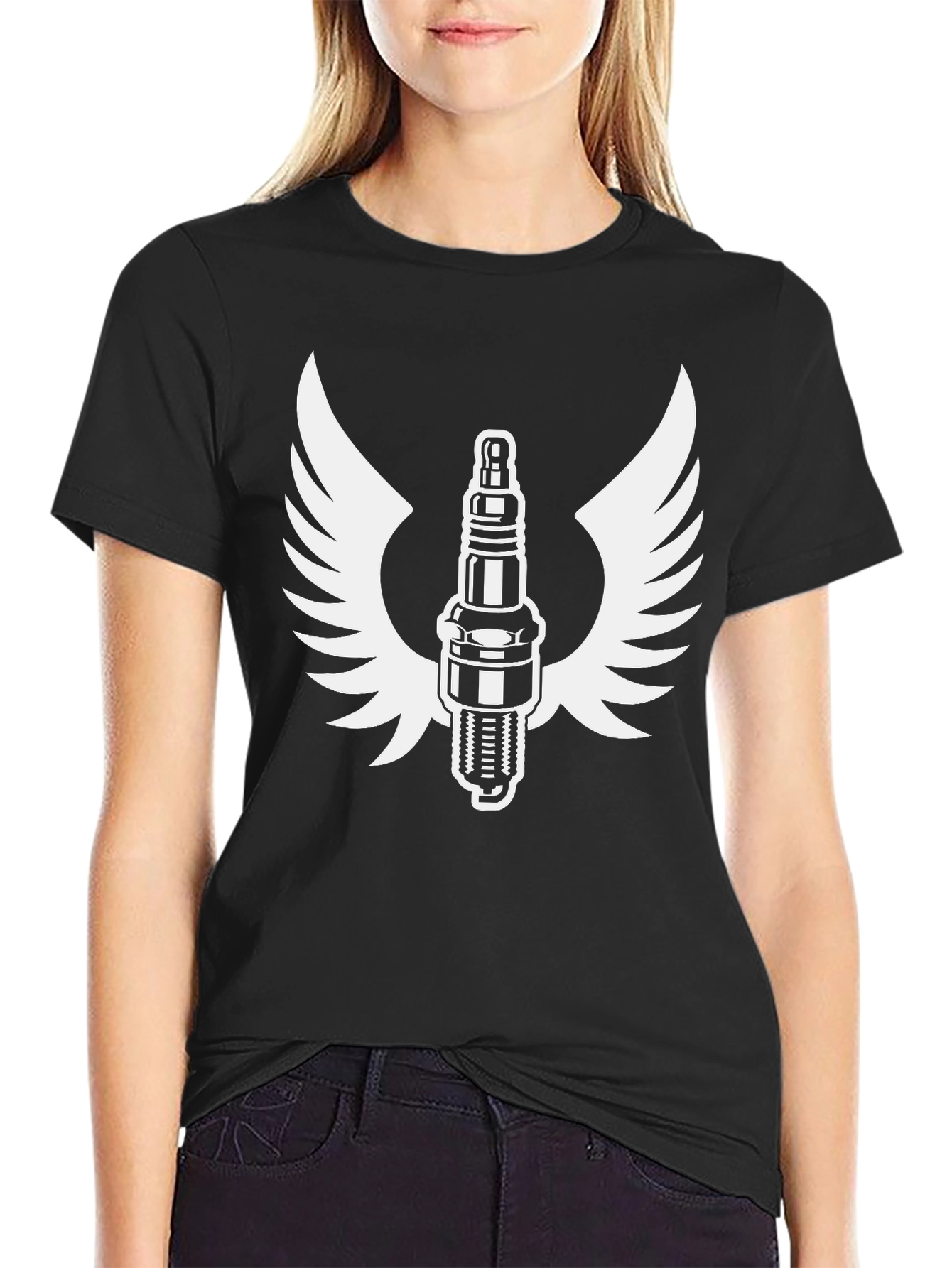 Spark Plug Wings Graphic Tee - Classic Black