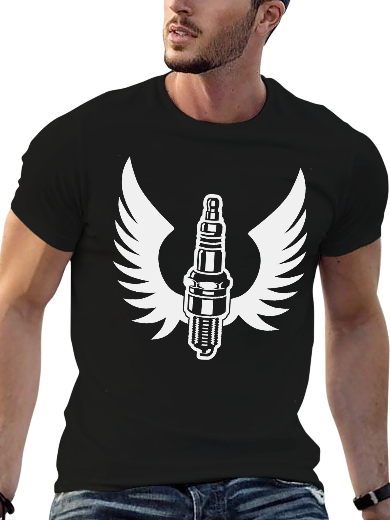 Spark Plug Wings Graphic Tee - Classic Black