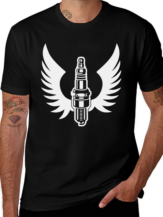 Spark Plug Wings Graphic Tee - Classic Black