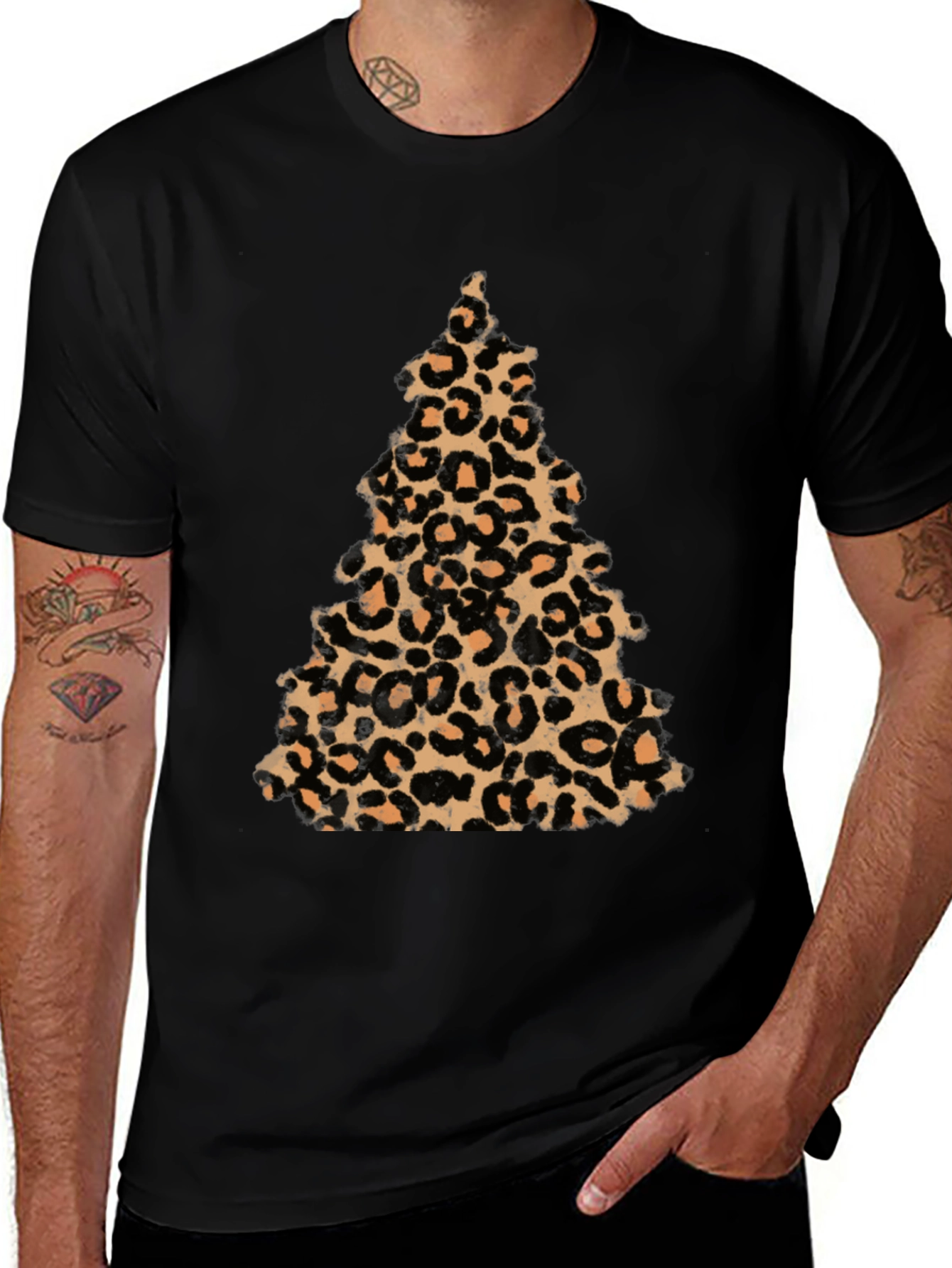 Leopard Print Christmas Tree T-Shirt