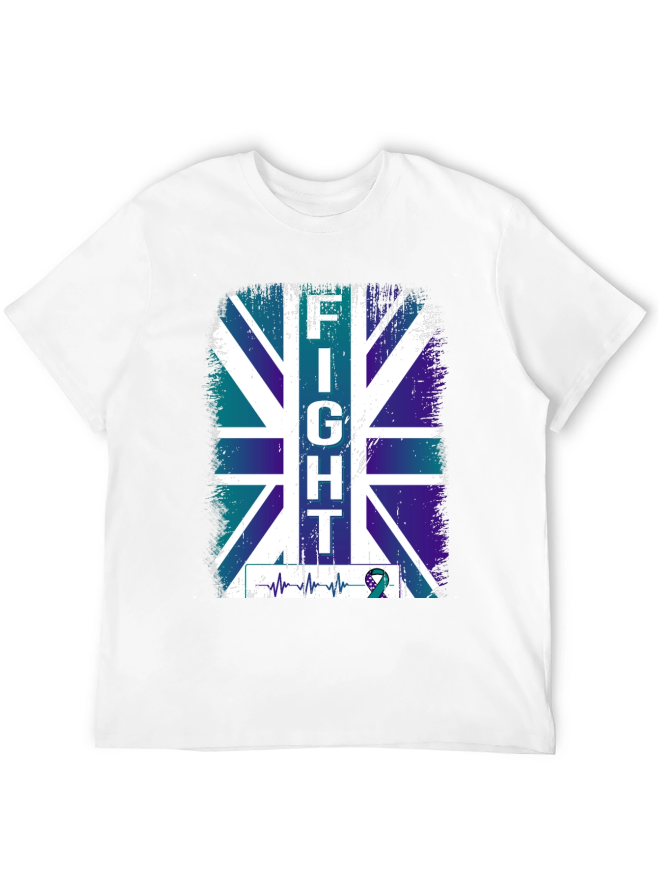 Fight UK Flag T-Shirt - Teal Ribbon Support