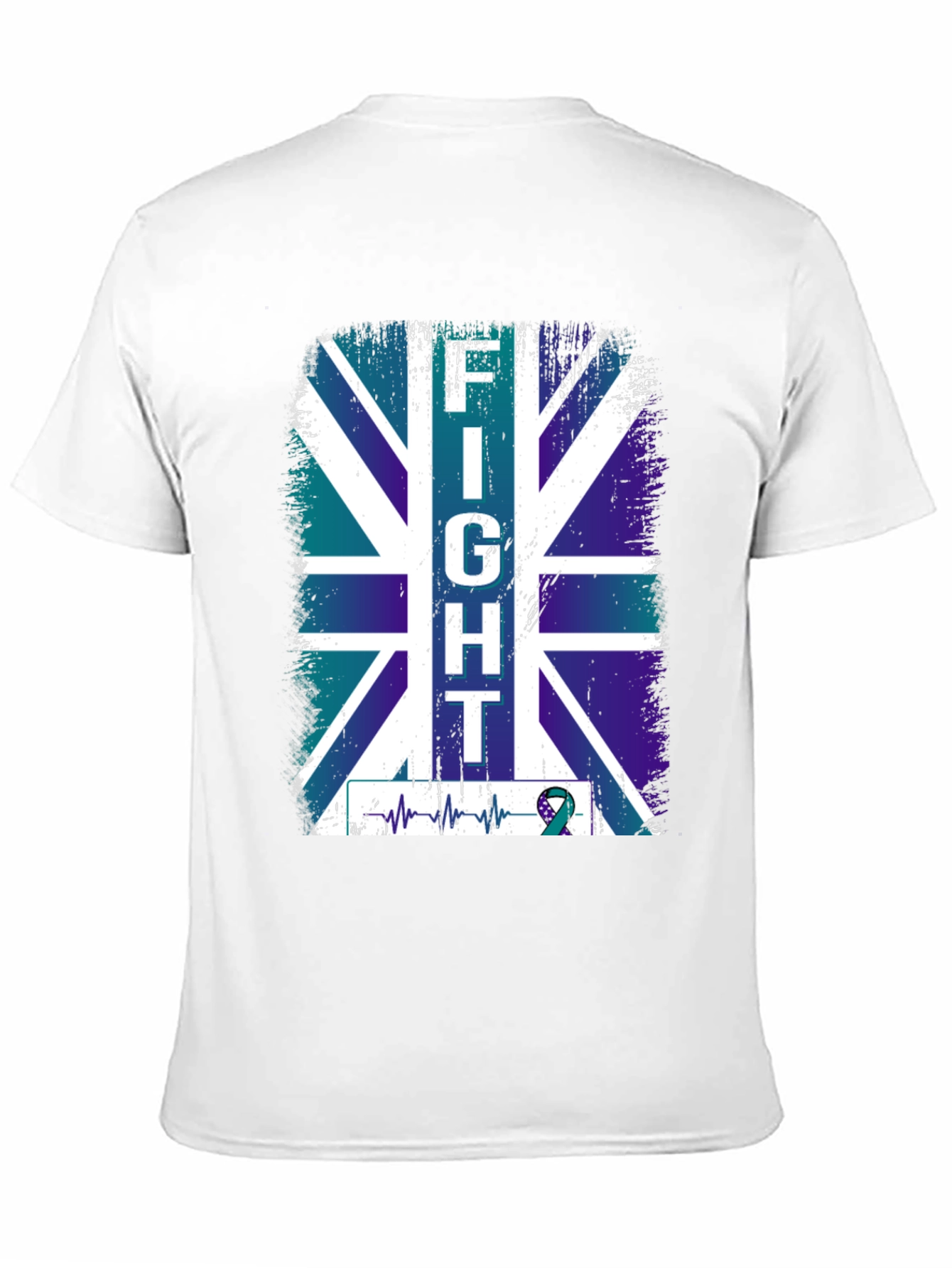 Fight UK Flag T-Shirt - Teal Ribbon Support