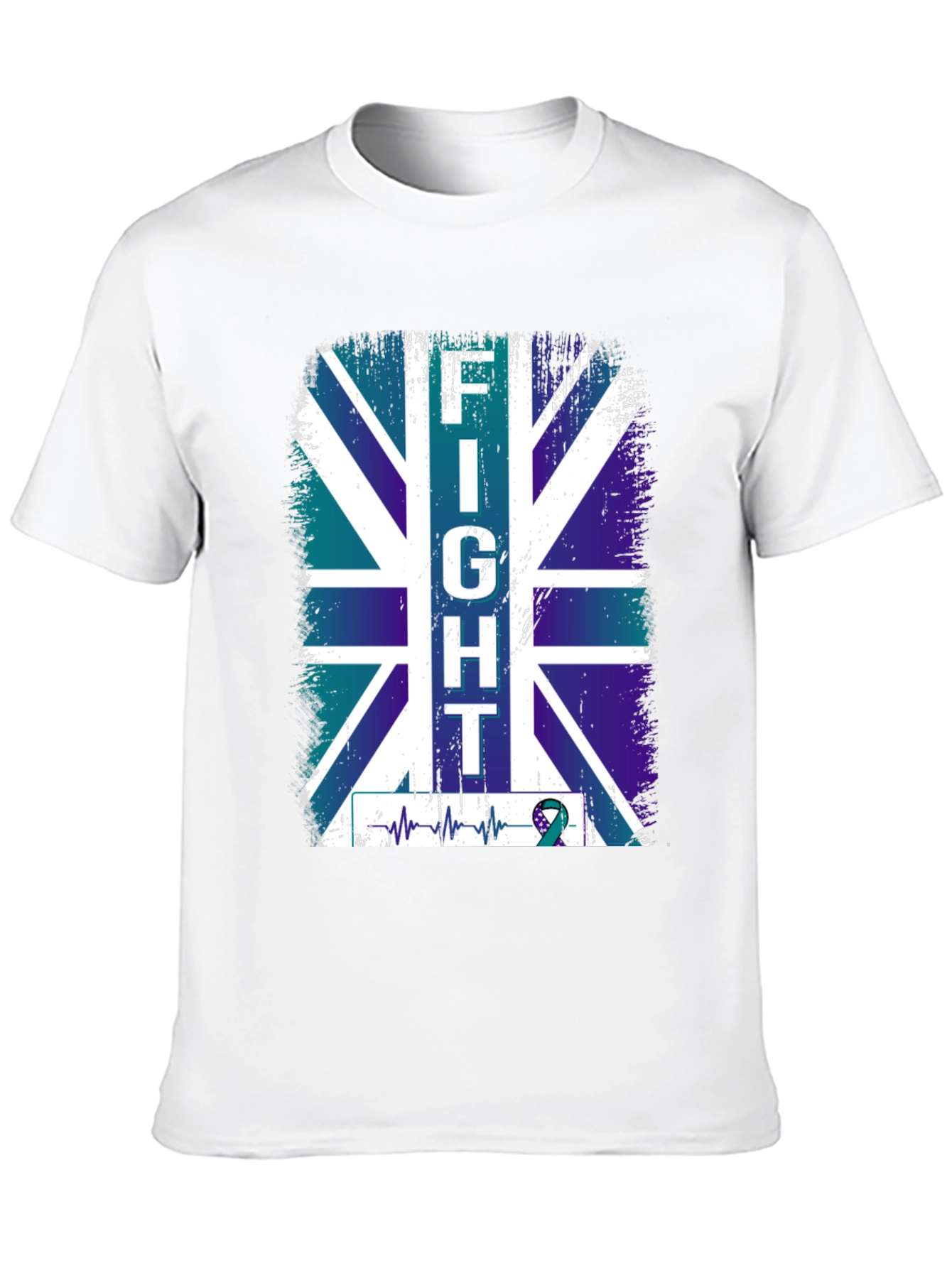 Fight UK Flag T-Shirt - Teal Ribbon Support