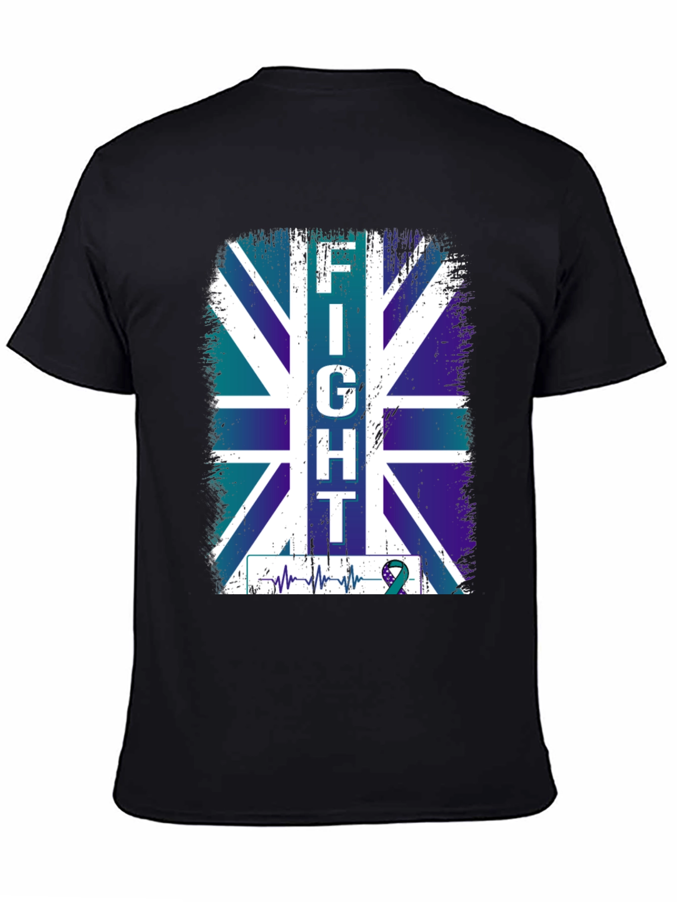 Fight UK Flag T-Shirt - Teal Ribbon Support