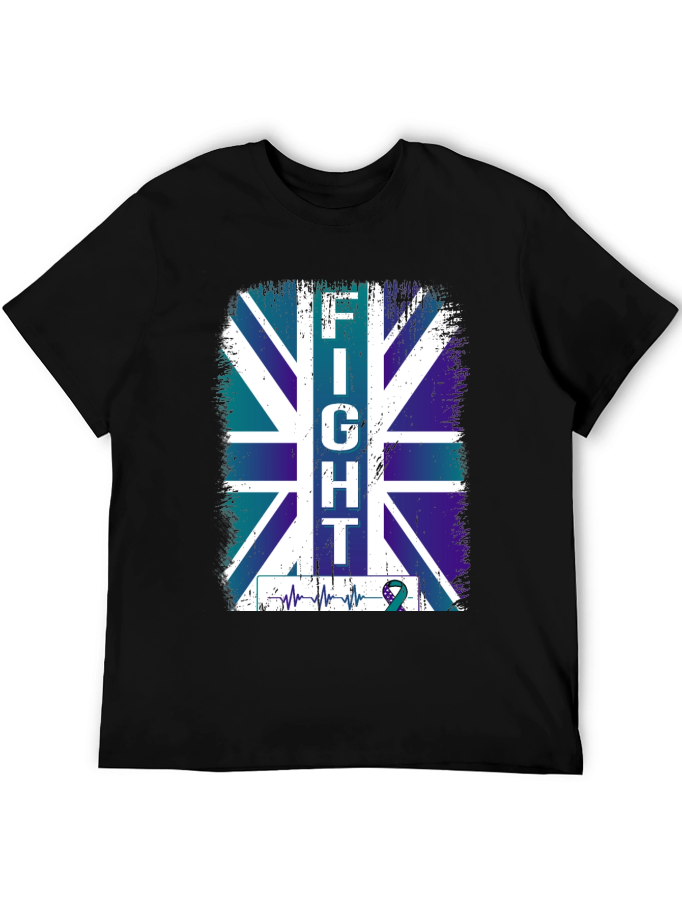 Fight UK Flag T-Shirt - Teal Ribbon Support
