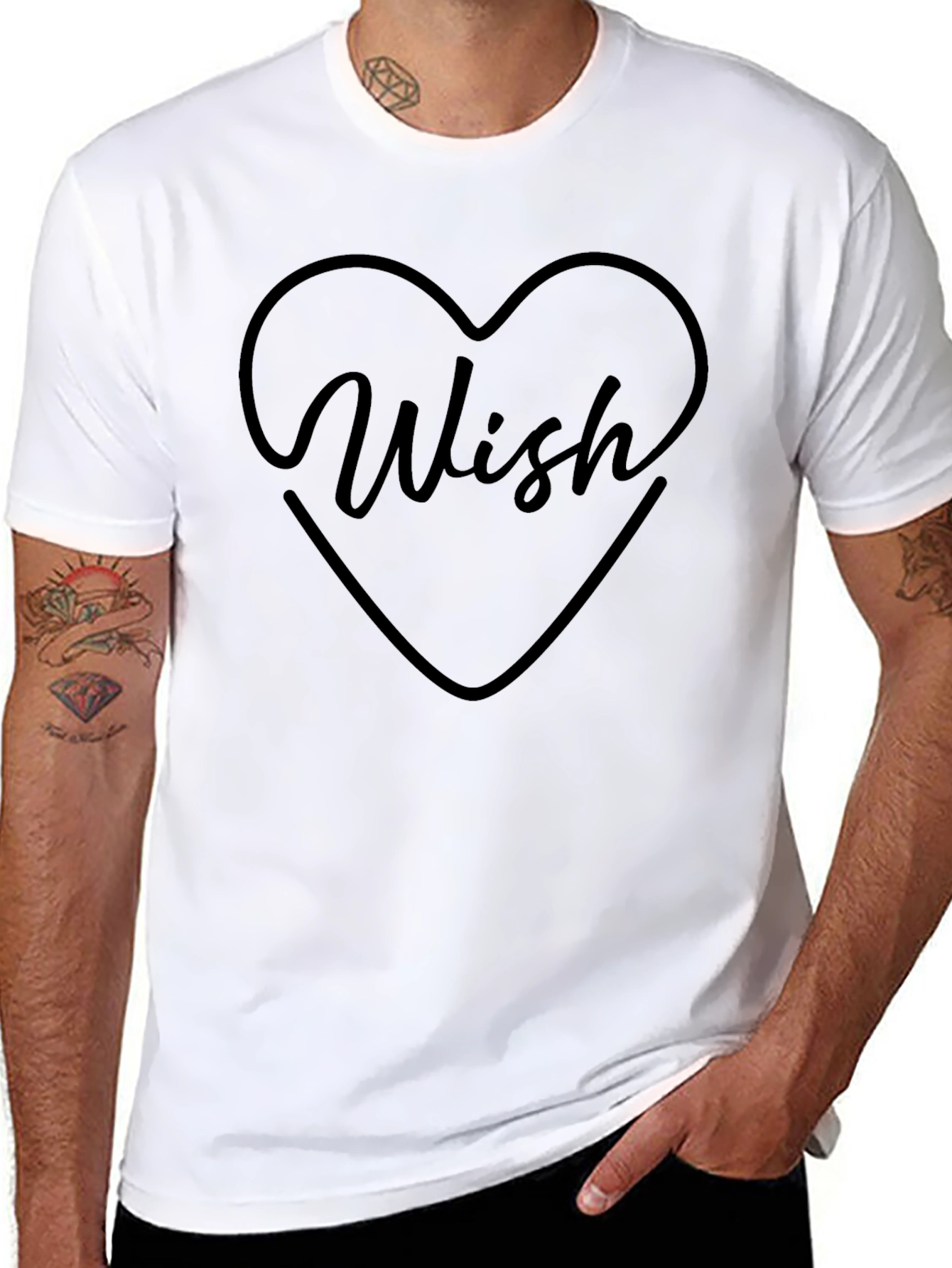 Wish Heart Graphic Black T-Shirt