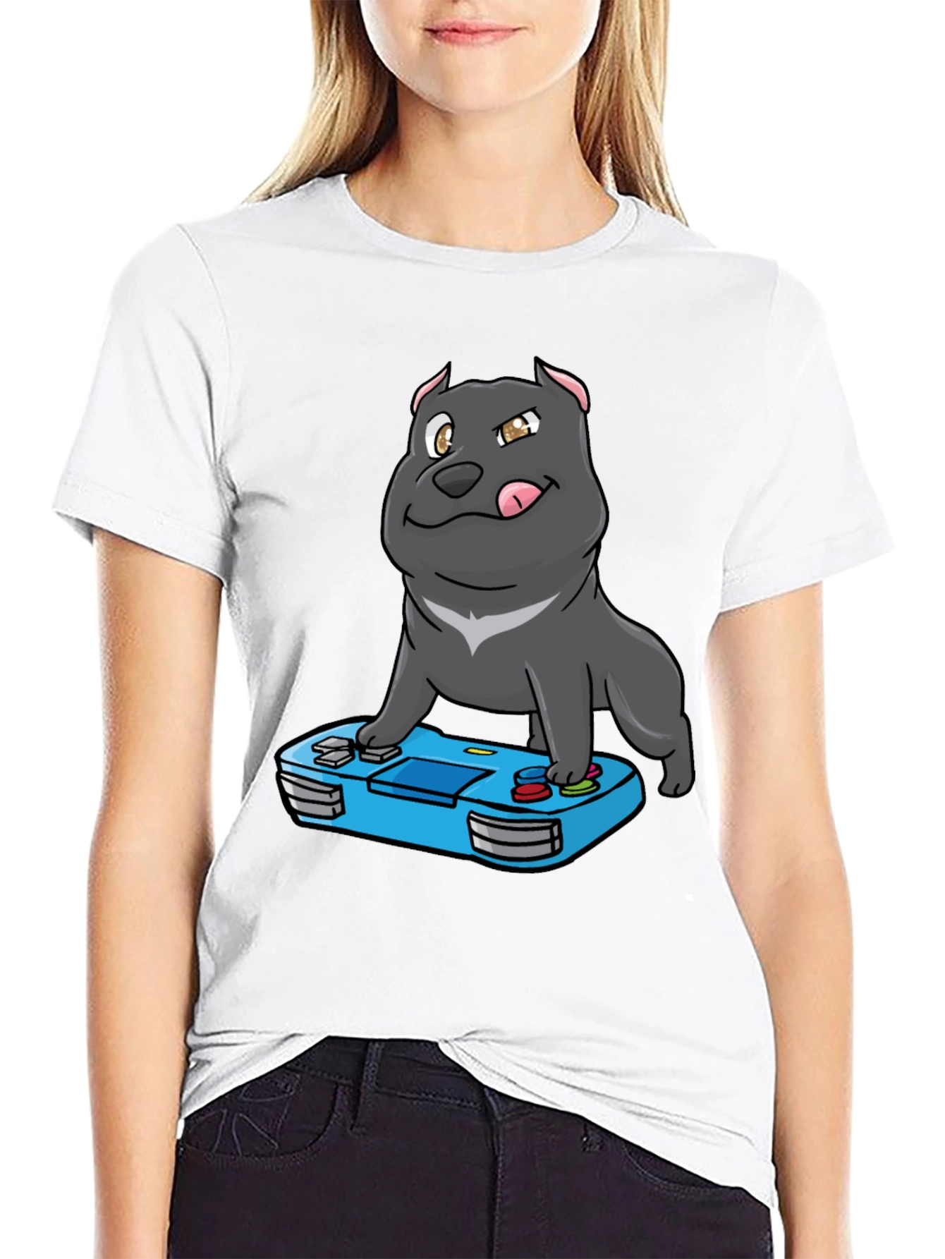 Gamer Dog T-Shirt - Cool Cartoon Pitbull Design