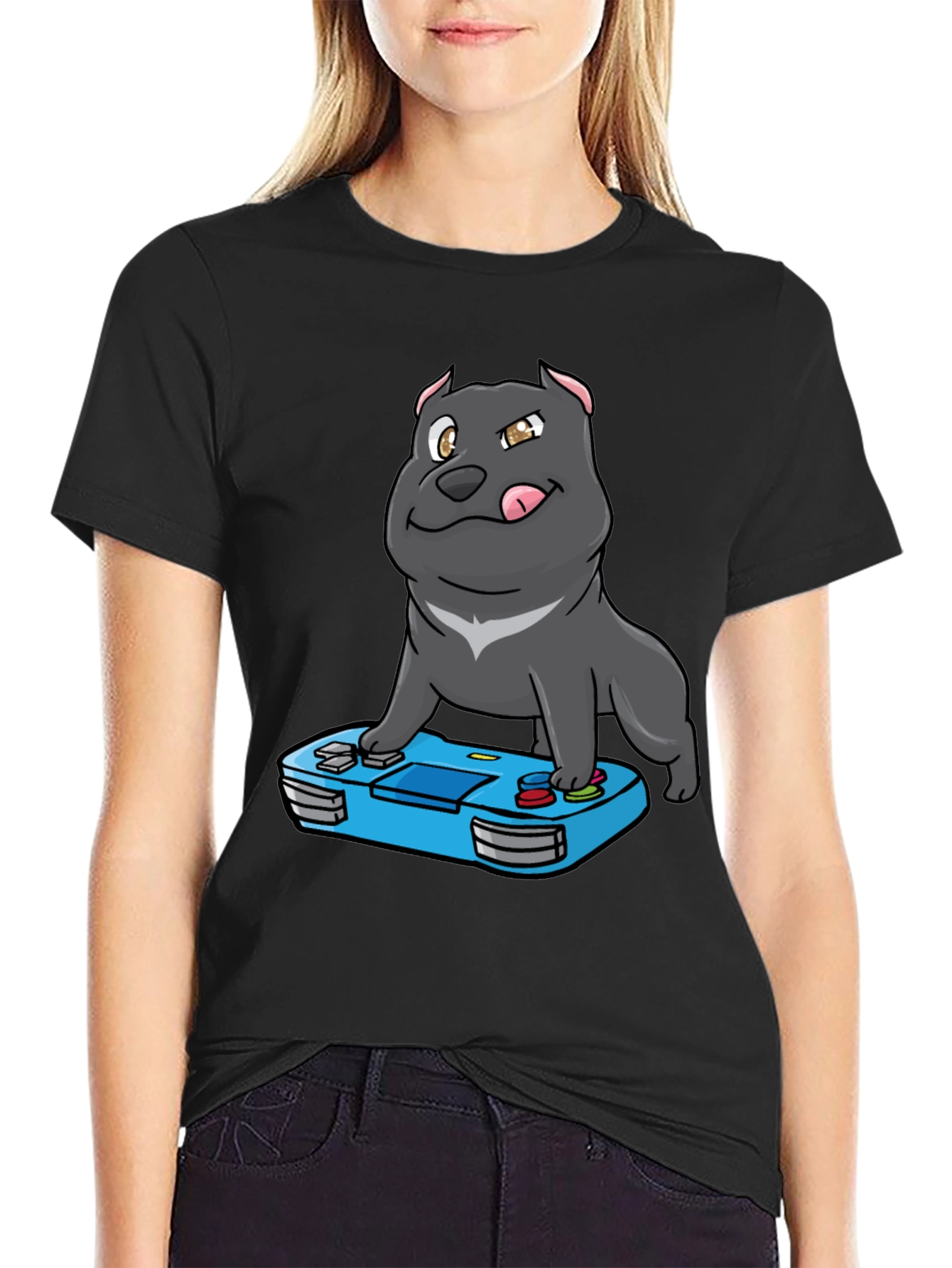 Gamer Dog T-Shirt - Cool Cartoon Pitbull Design