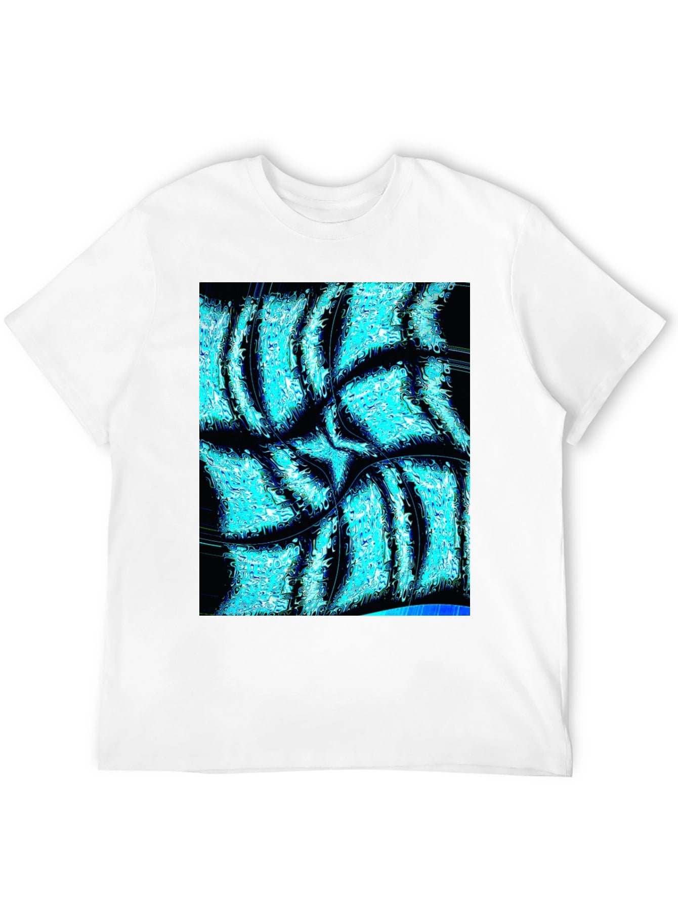 Abstract Aqua Print Black T-Shirt