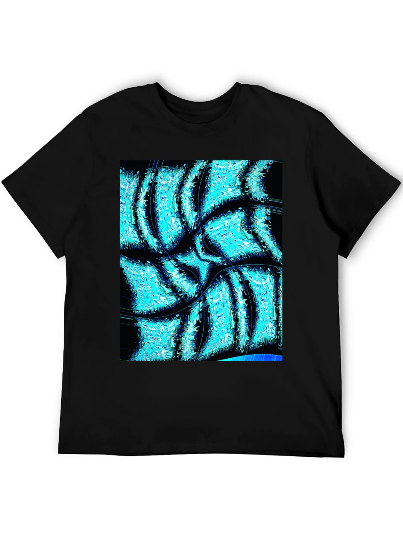 Abstract Aqua Print Black T-Shirt