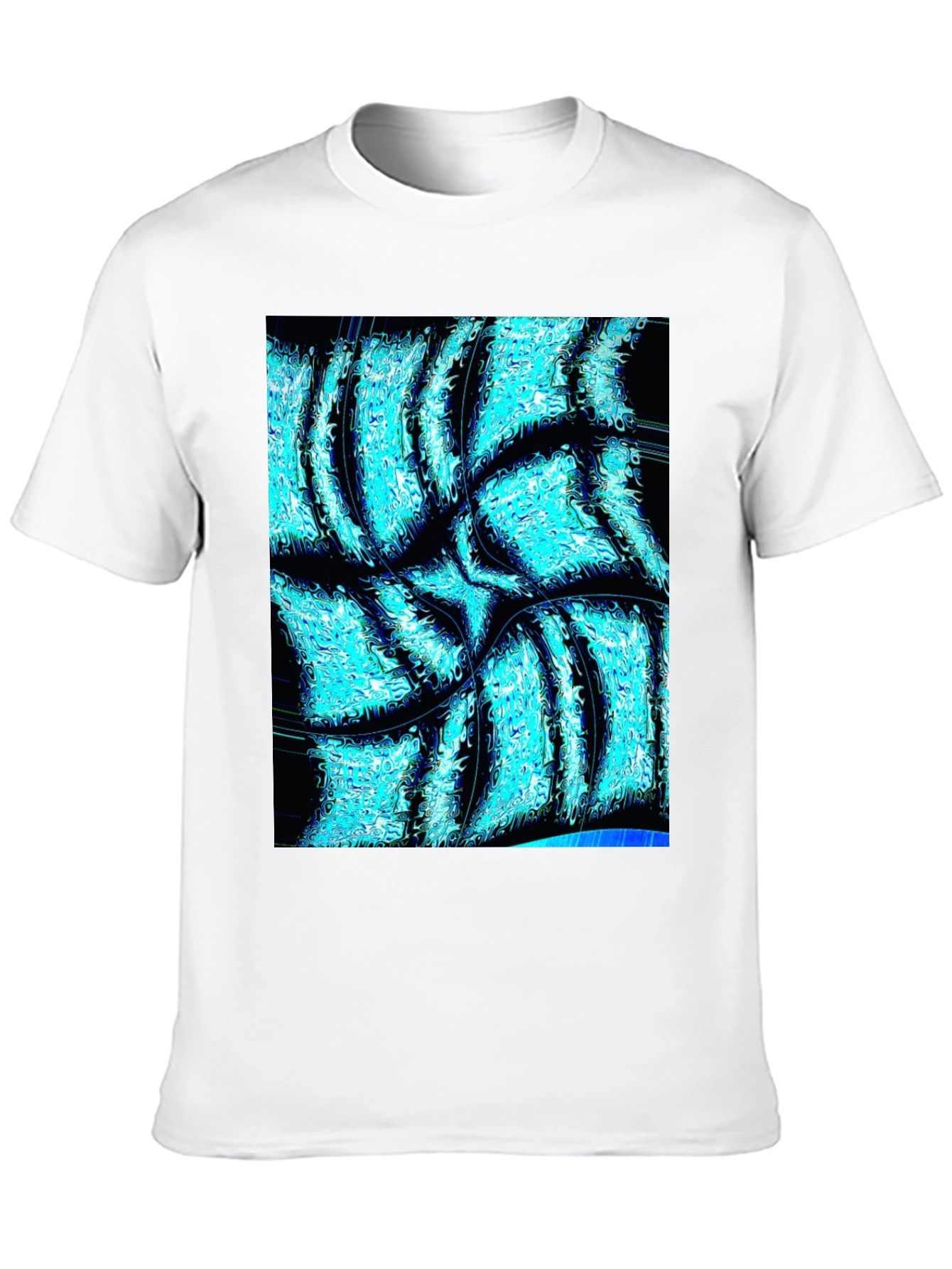 Abstract Aqua Print Black T-Shirt