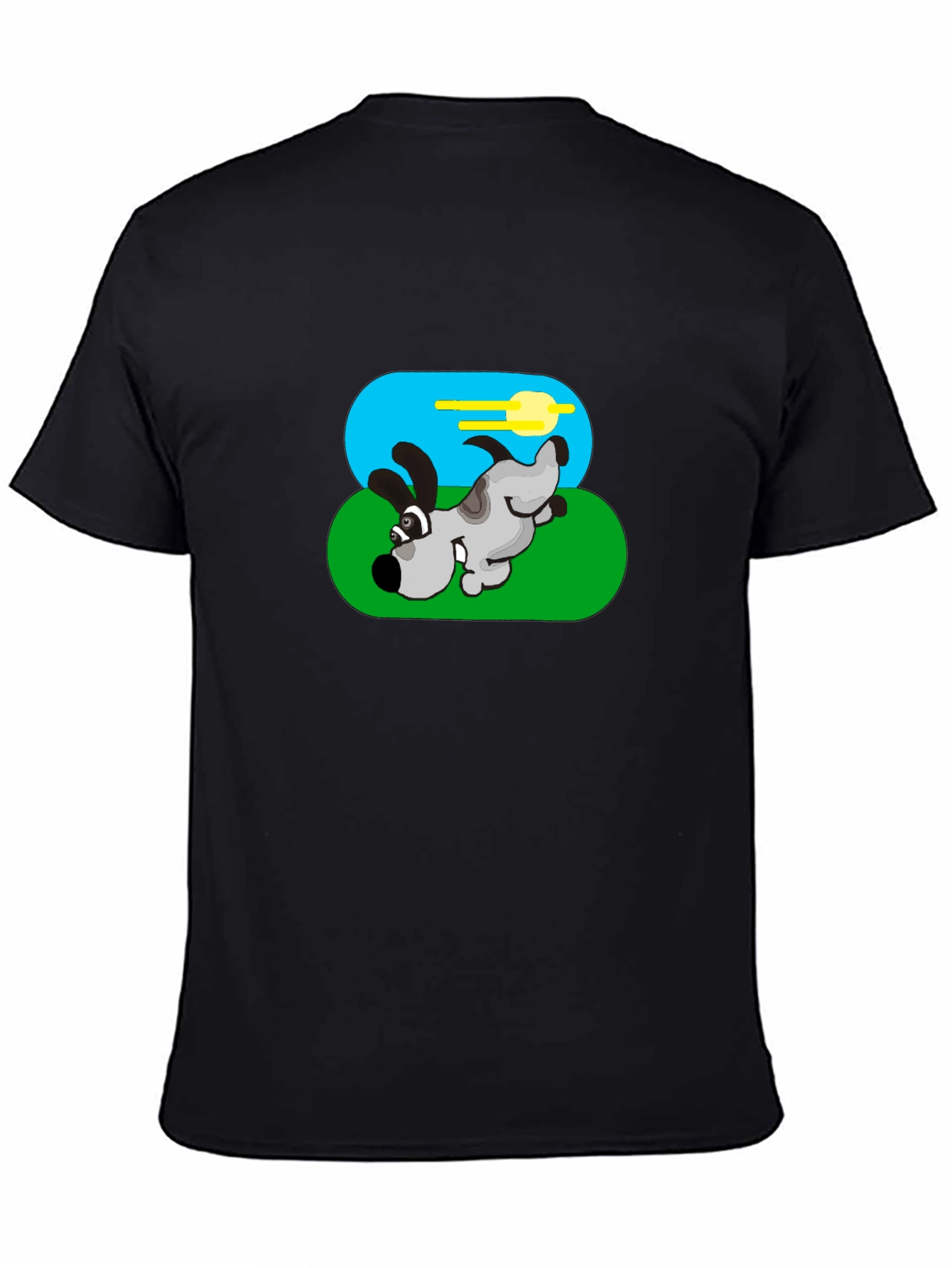 Cartoon Dog Graphic Black Tee