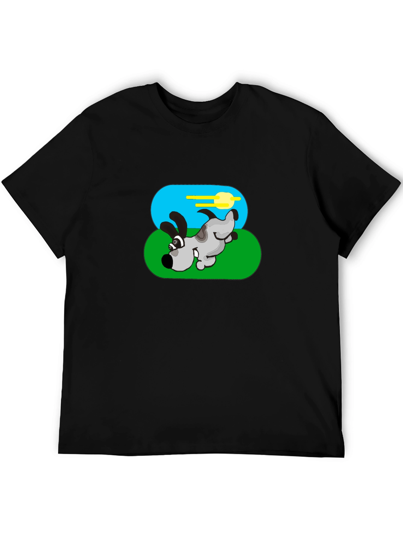 Cartoon Dog Graphic Black Tee