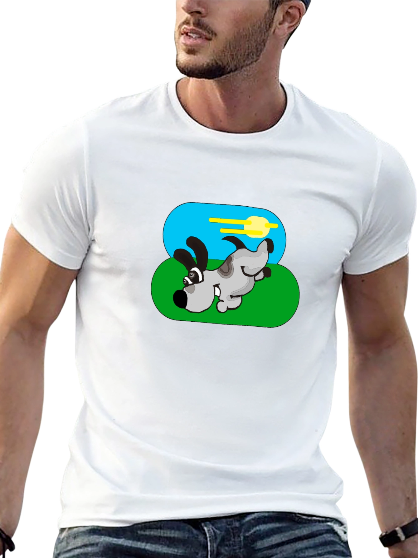 Cartoon Dog Graphic Black Tee