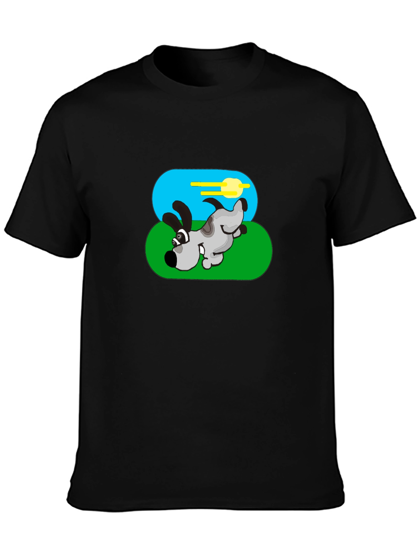 Cartoon Dog Graphic Black Tee