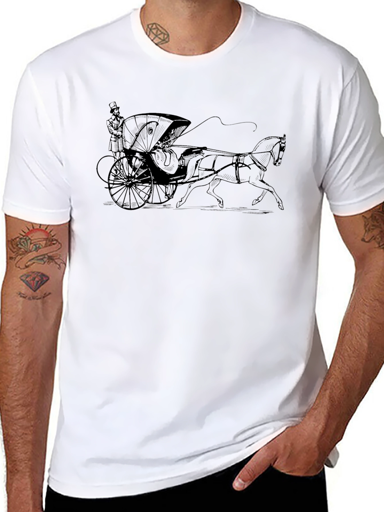 Graphic T-Shirt: Horse-Drawn Carriage Print