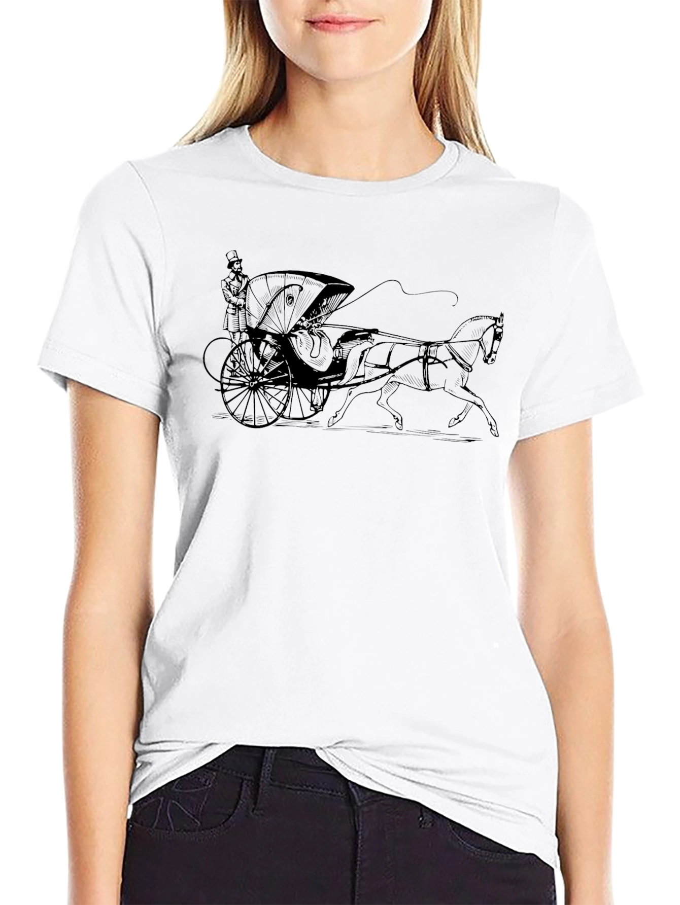 Graphic T-Shirt: Horse-Drawn Carriage Print