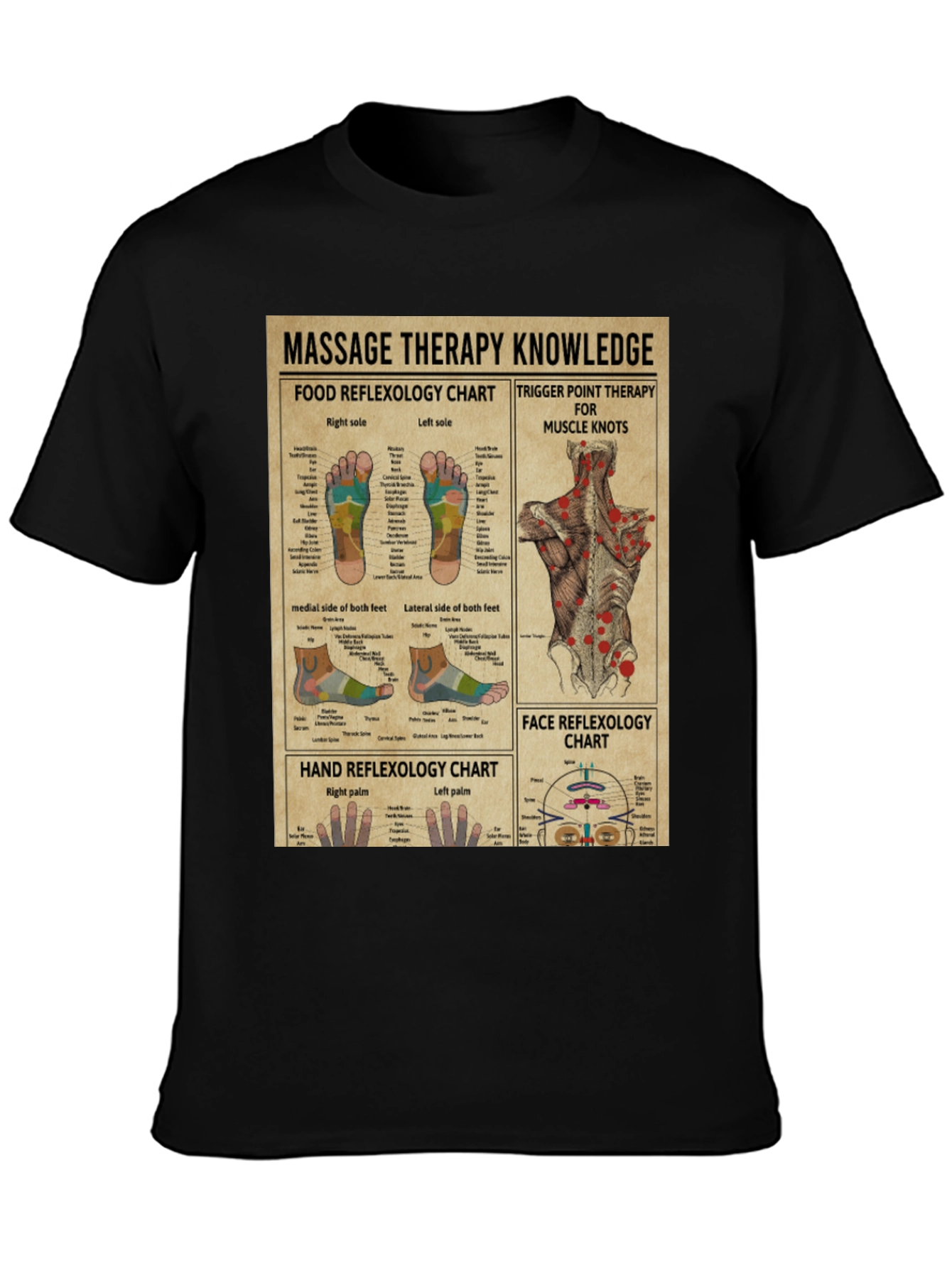 Massage Therapy Knowledge Chart Graphic T-Shirt