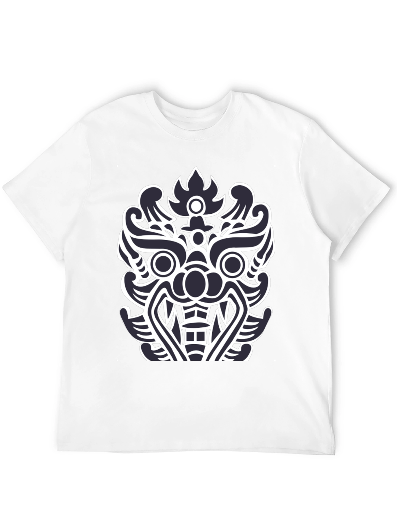 Black T-Shirt with Tribal Mask Design