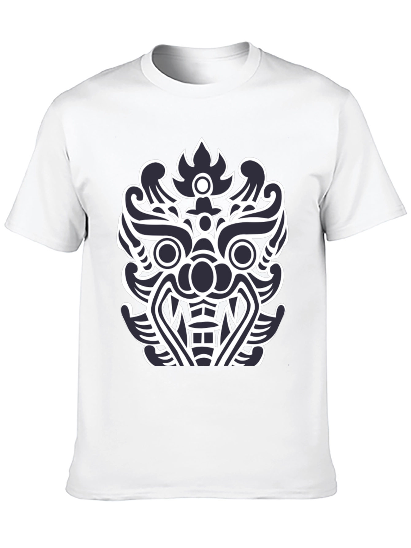Black T-Shirt with Tribal Mask Design