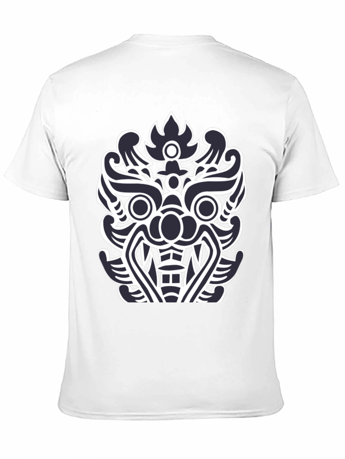 Black T-Shirt with Tribal Mask Design