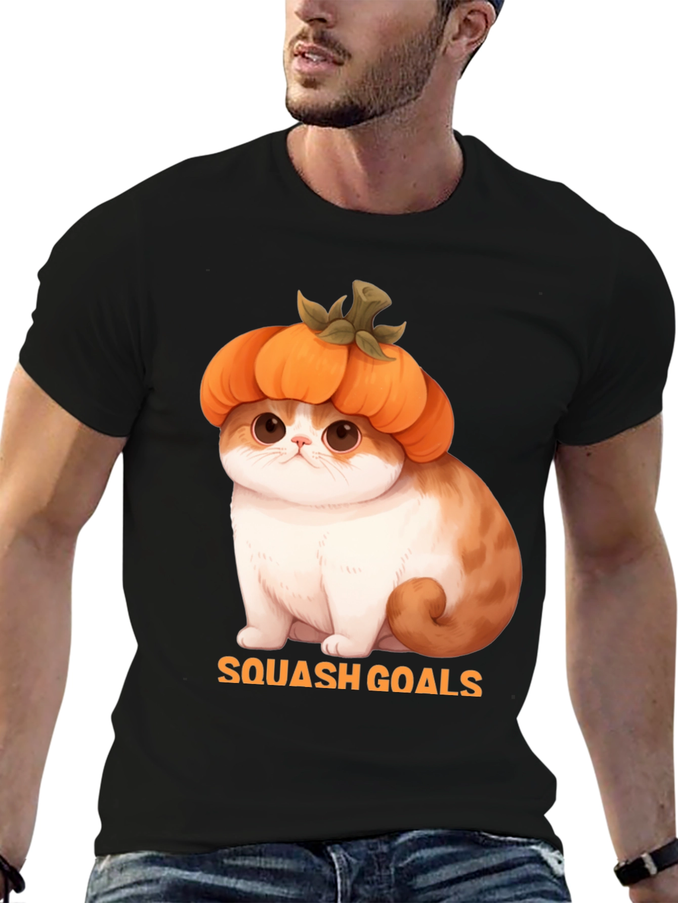 Squash Goals T-Shirt - Cute Cat in Pumpkin