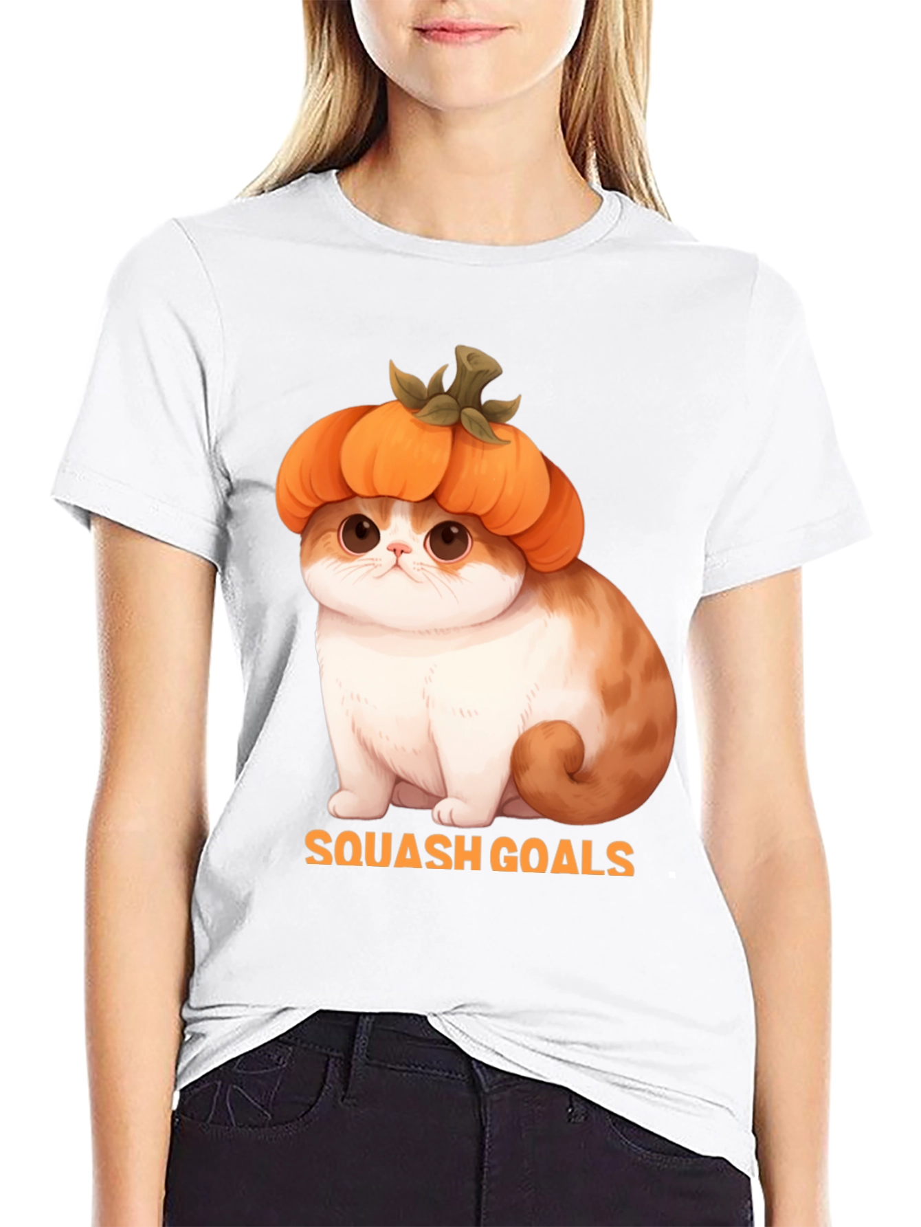 Squash Goals T-Shirt - Cute Cat in Pumpkin