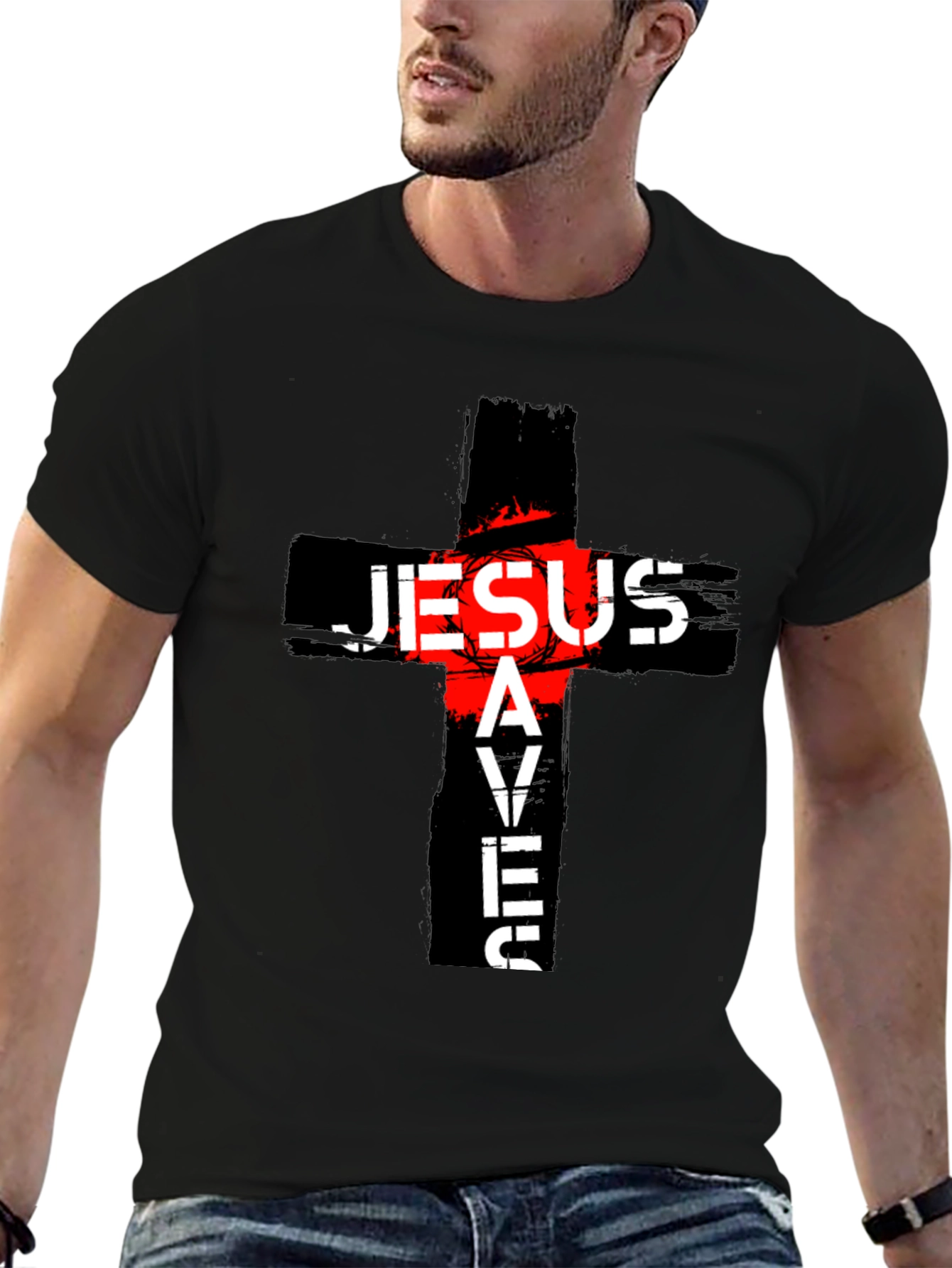 Jesus Saves Graphic T-Shirt - Religious Tee