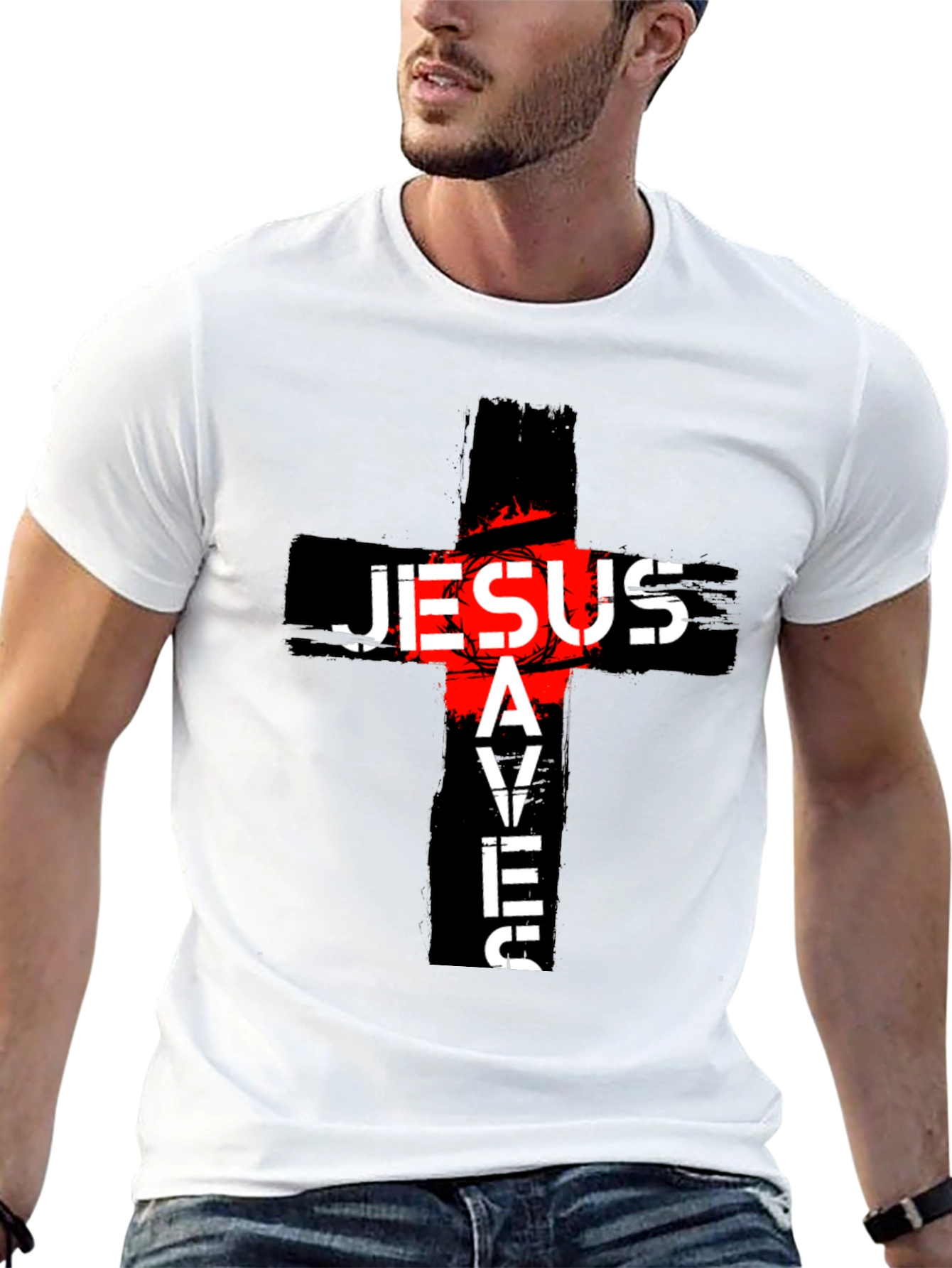 Jesus Saves Graphic T-Shirt - Religious Tee