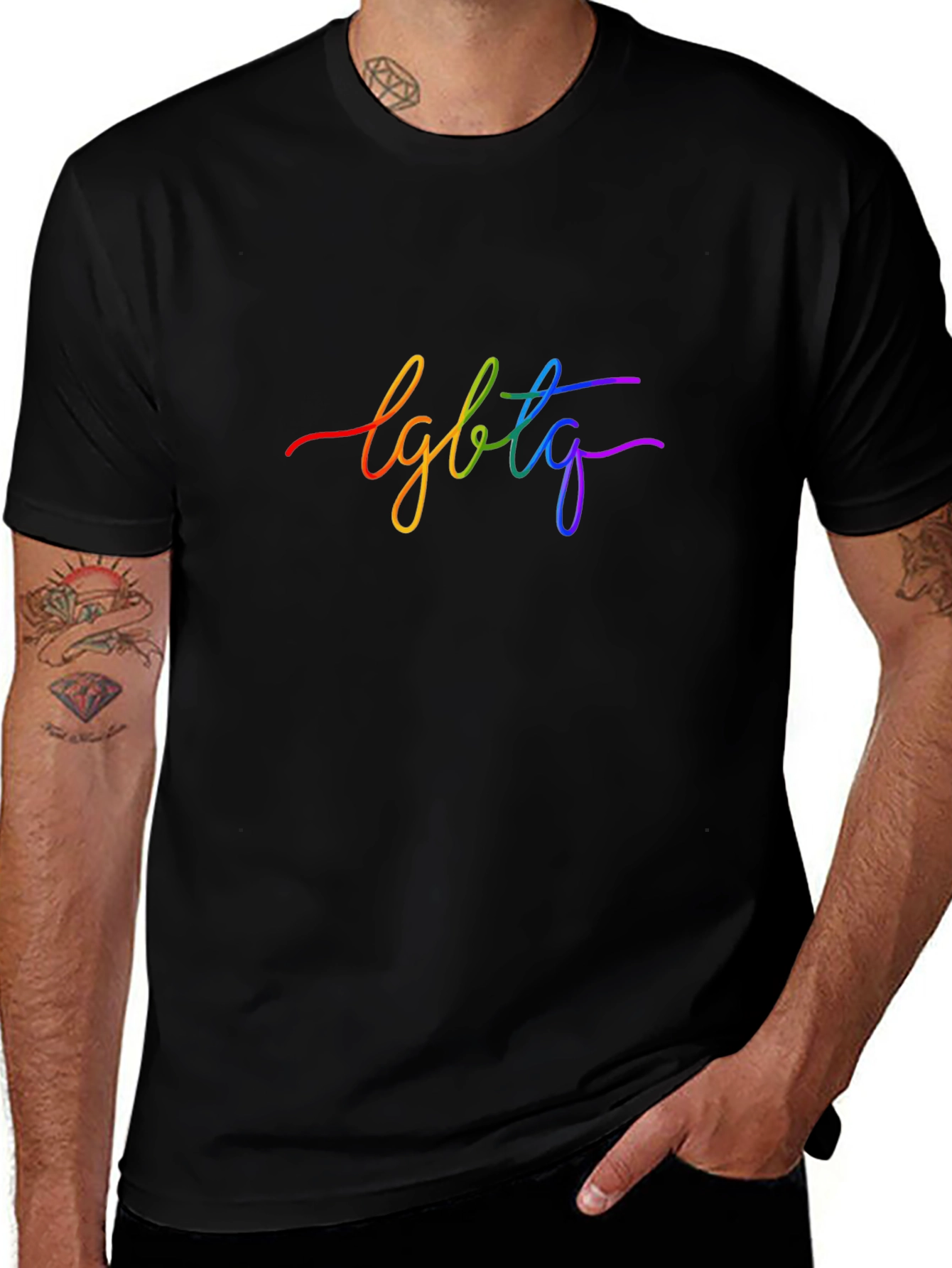LGBTQ Rainbow Graphic Black T-Shirt