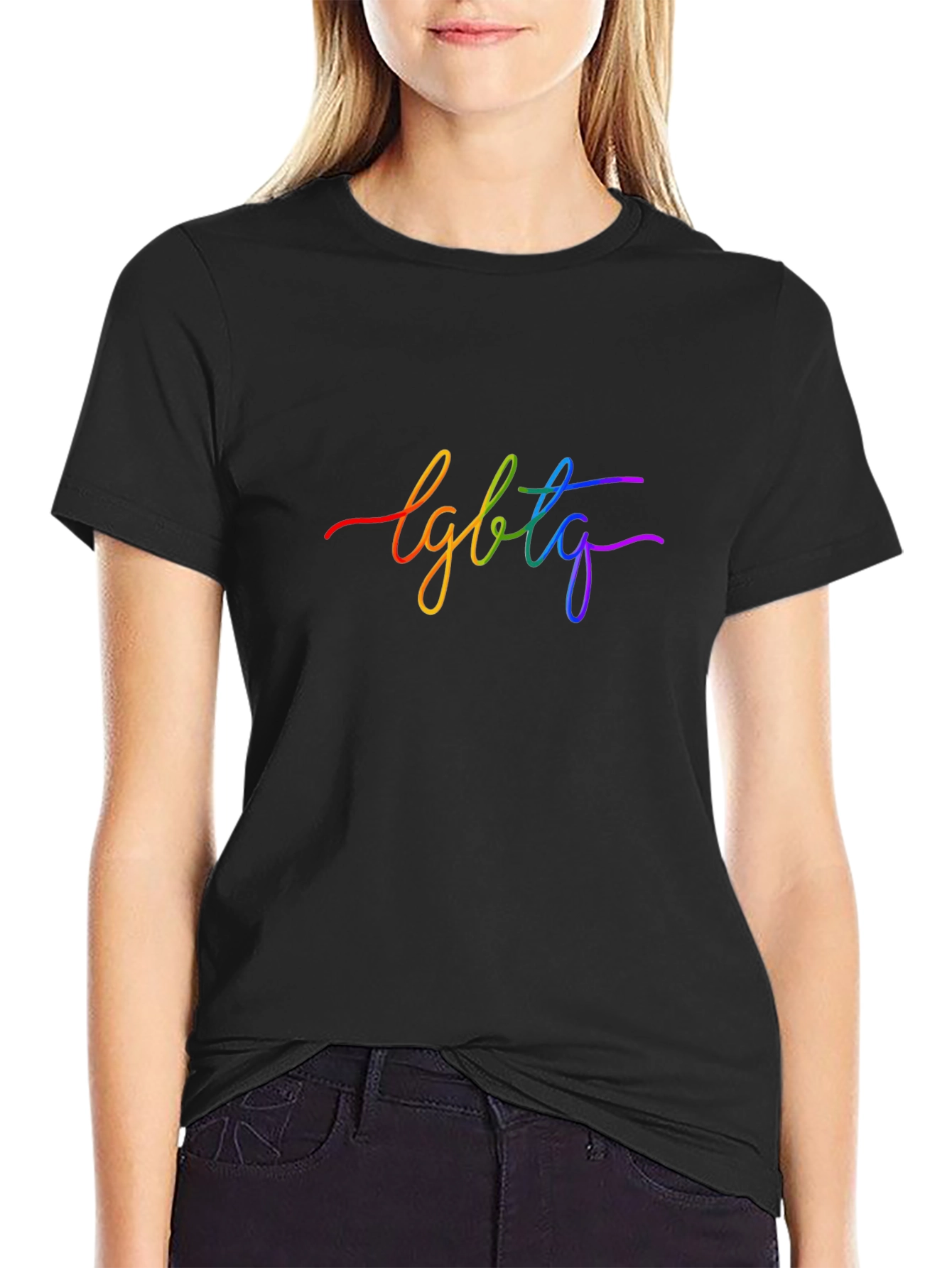 LGBTQ Rainbow Graphic Black T-Shirt